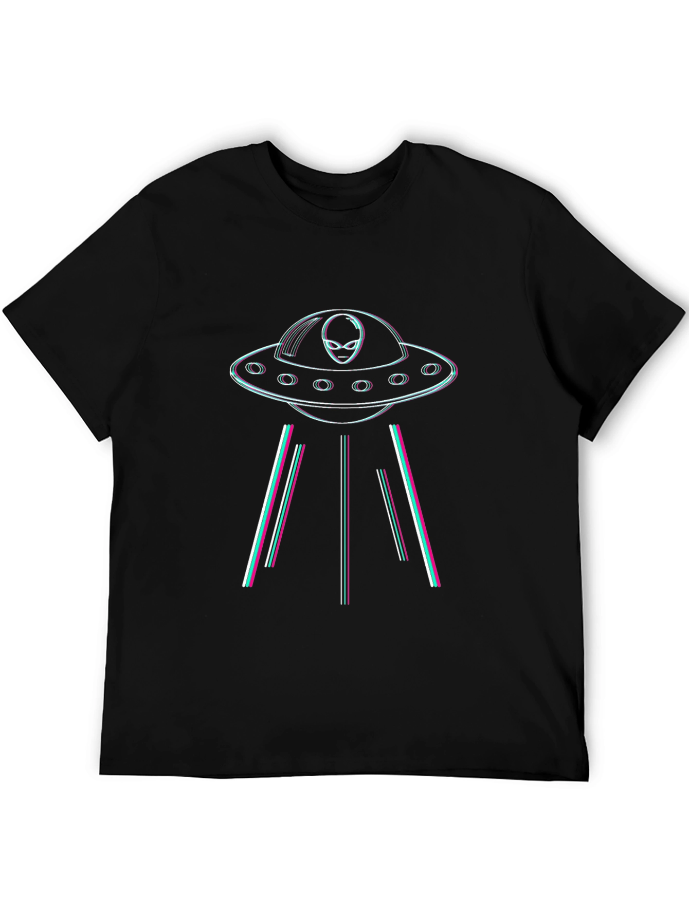 Retro Alien UFO Black T-Shirt
