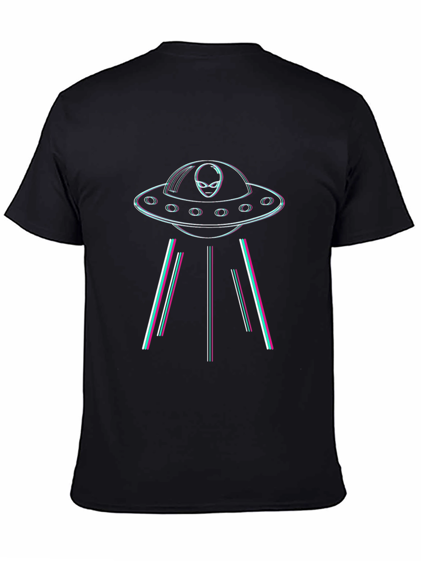 Retro Alien UFO Black T-Shirt