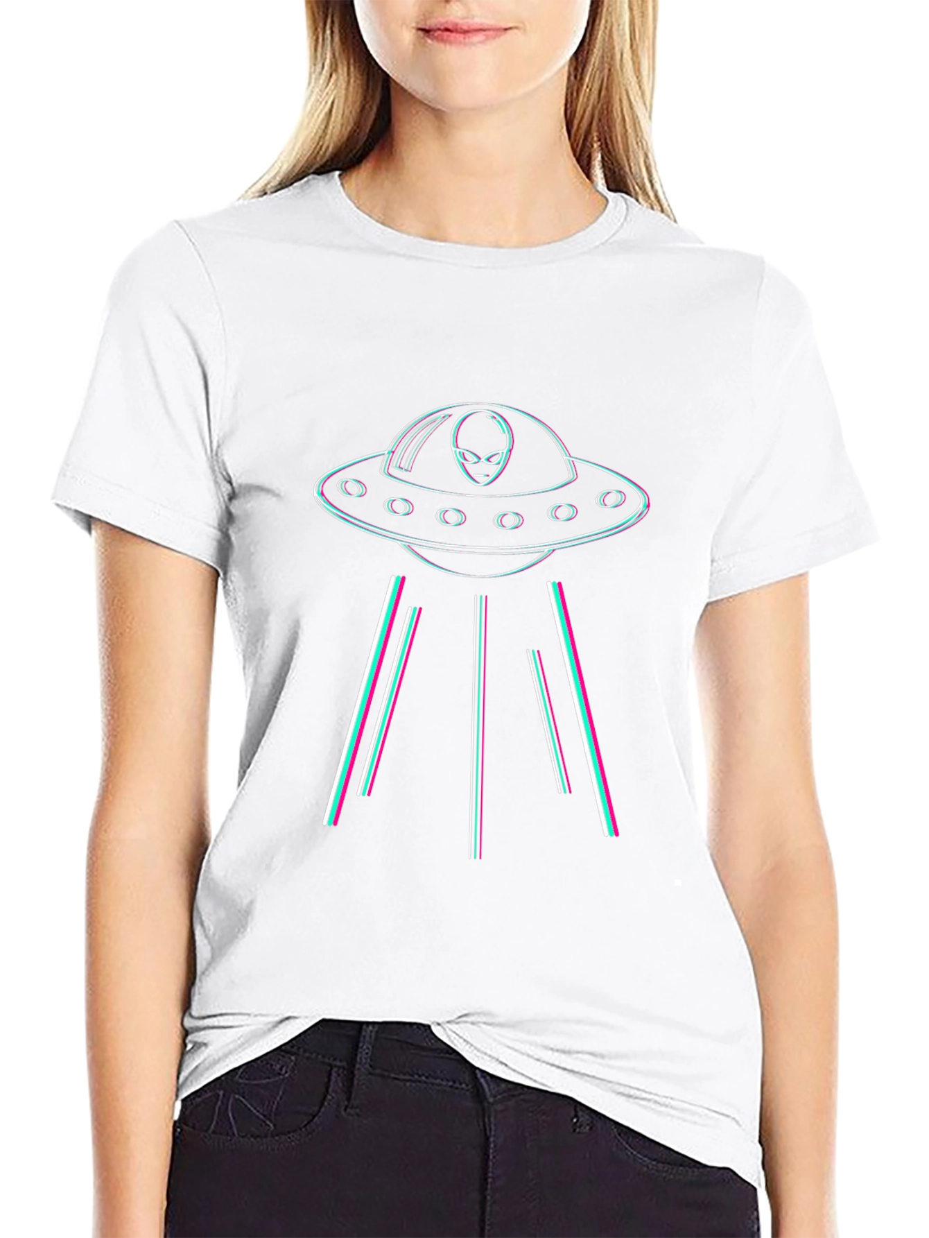 Retro Alien UFO Black T-Shirt