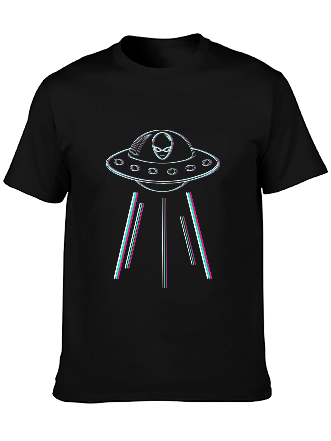 Retro Alien UFO Black T-Shirt