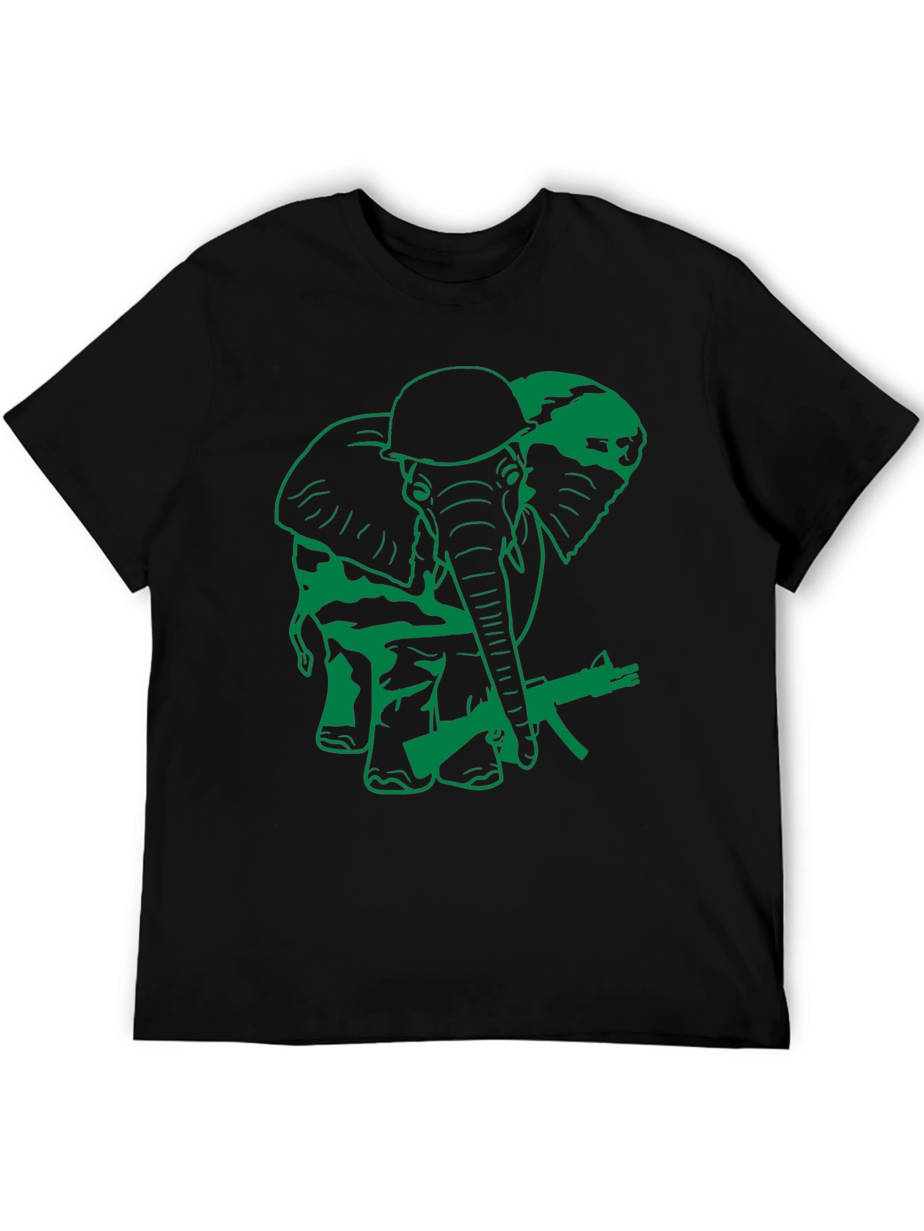 Elephant Soldier Graphic T-Shirt - Military Style