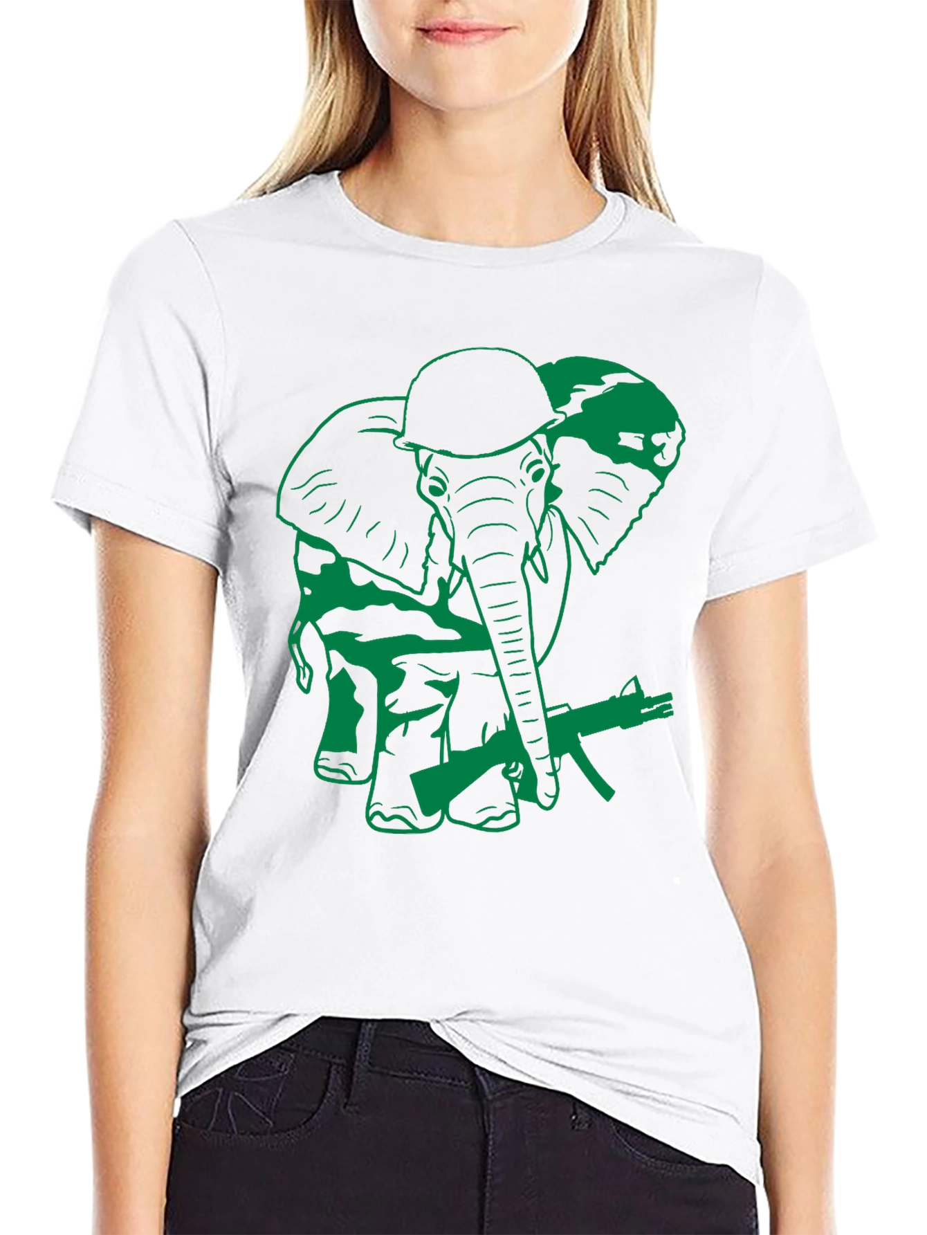 Elephant Soldier Graphic T-Shirt - Military Style