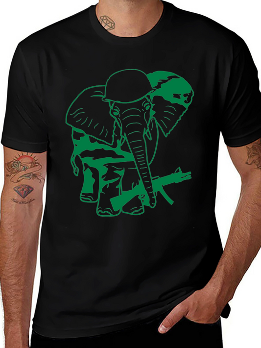 Elephant Soldier Graphic T-Shirt - Military Style