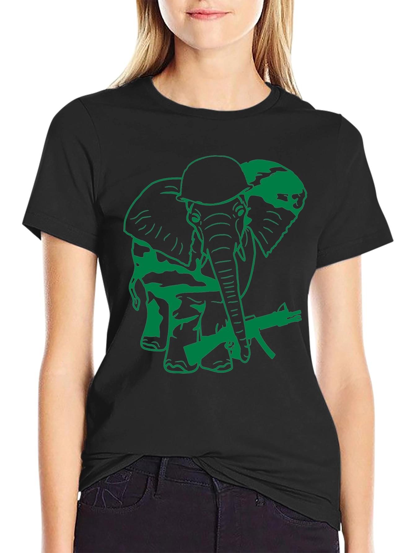Elephant Soldier Graphic T-Shirt - Military Style