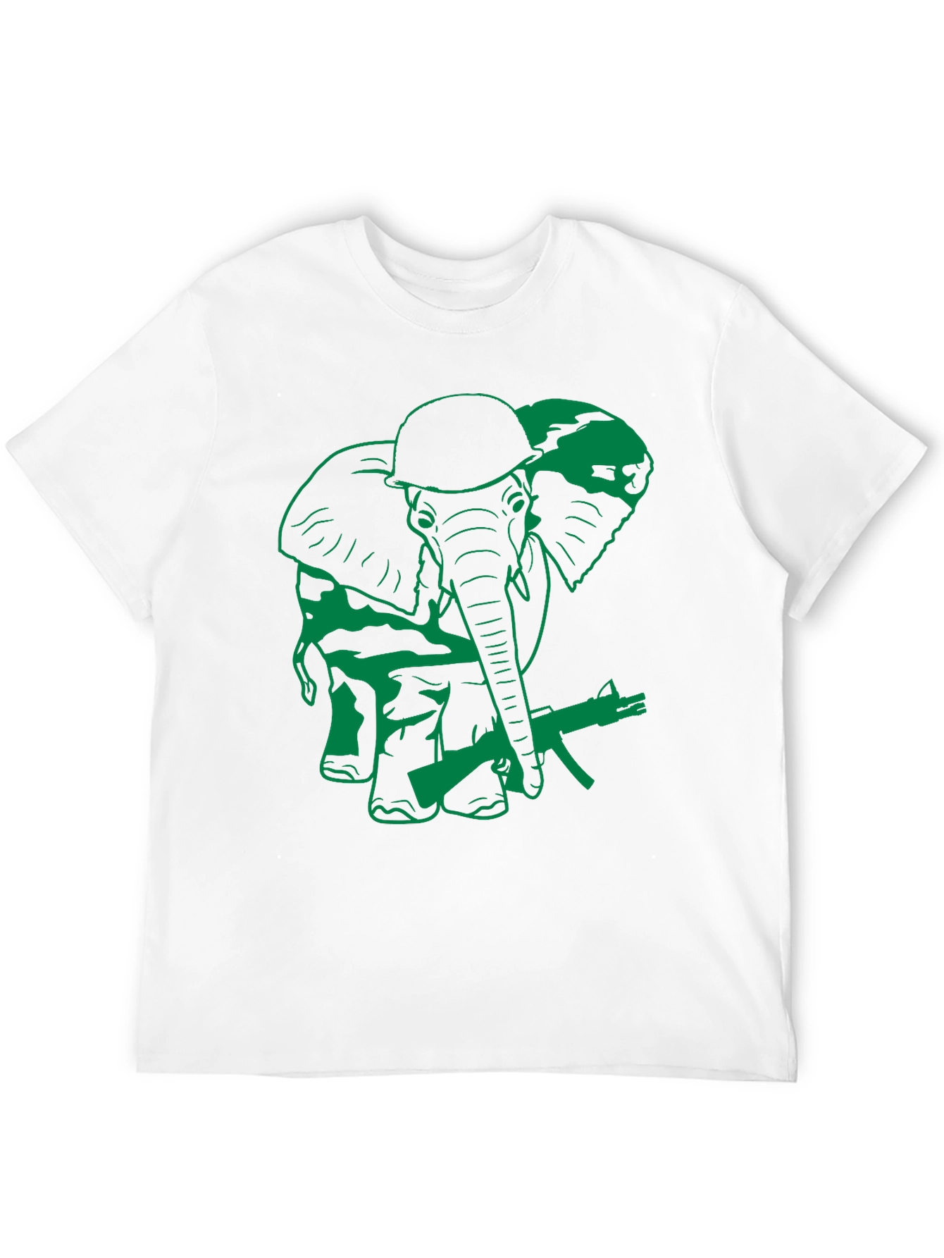 Elephant Soldier Graphic T-Shirt - Military Style