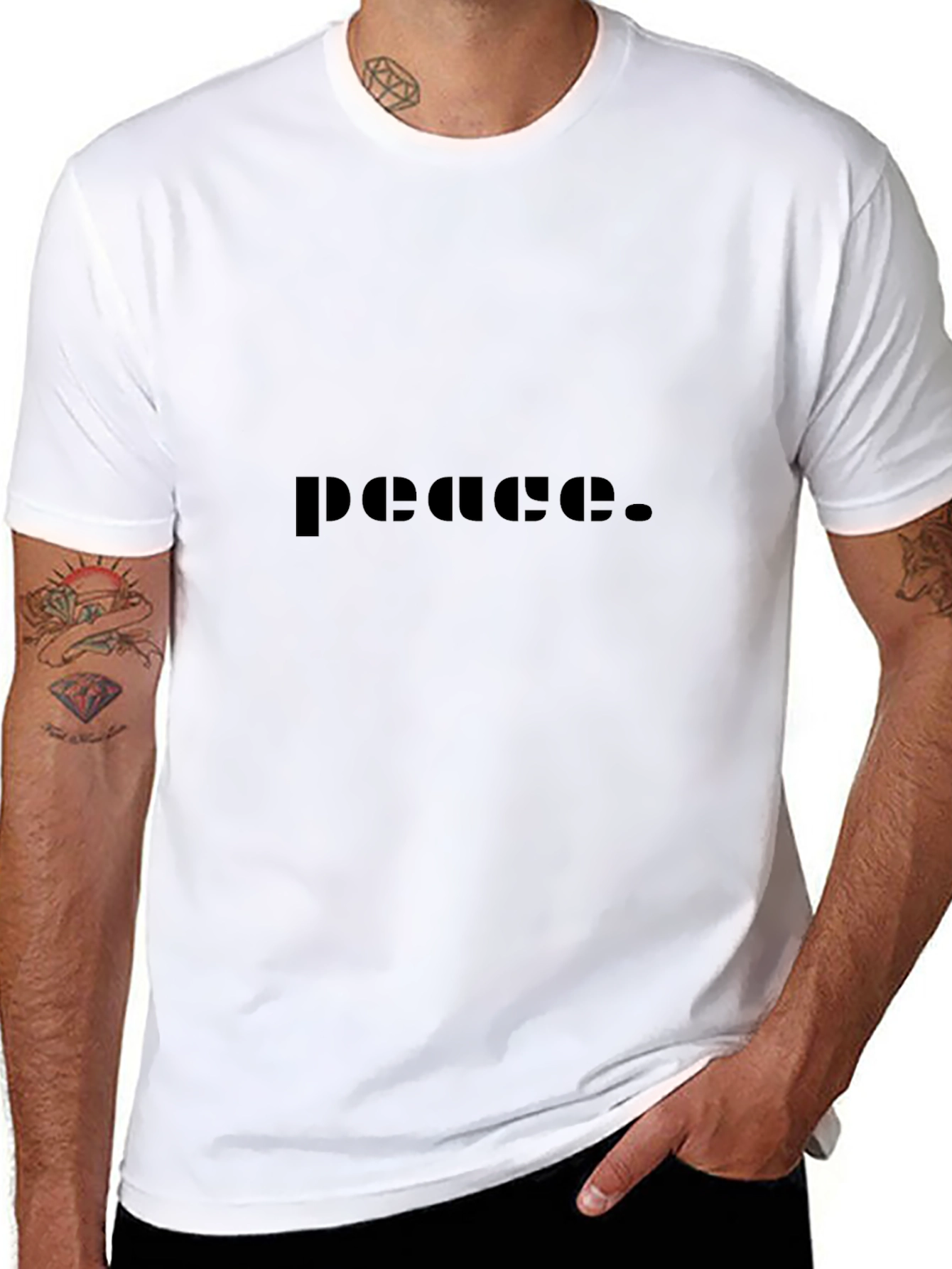 Peace Graphic Tee - Black Cotton Casual Shirt