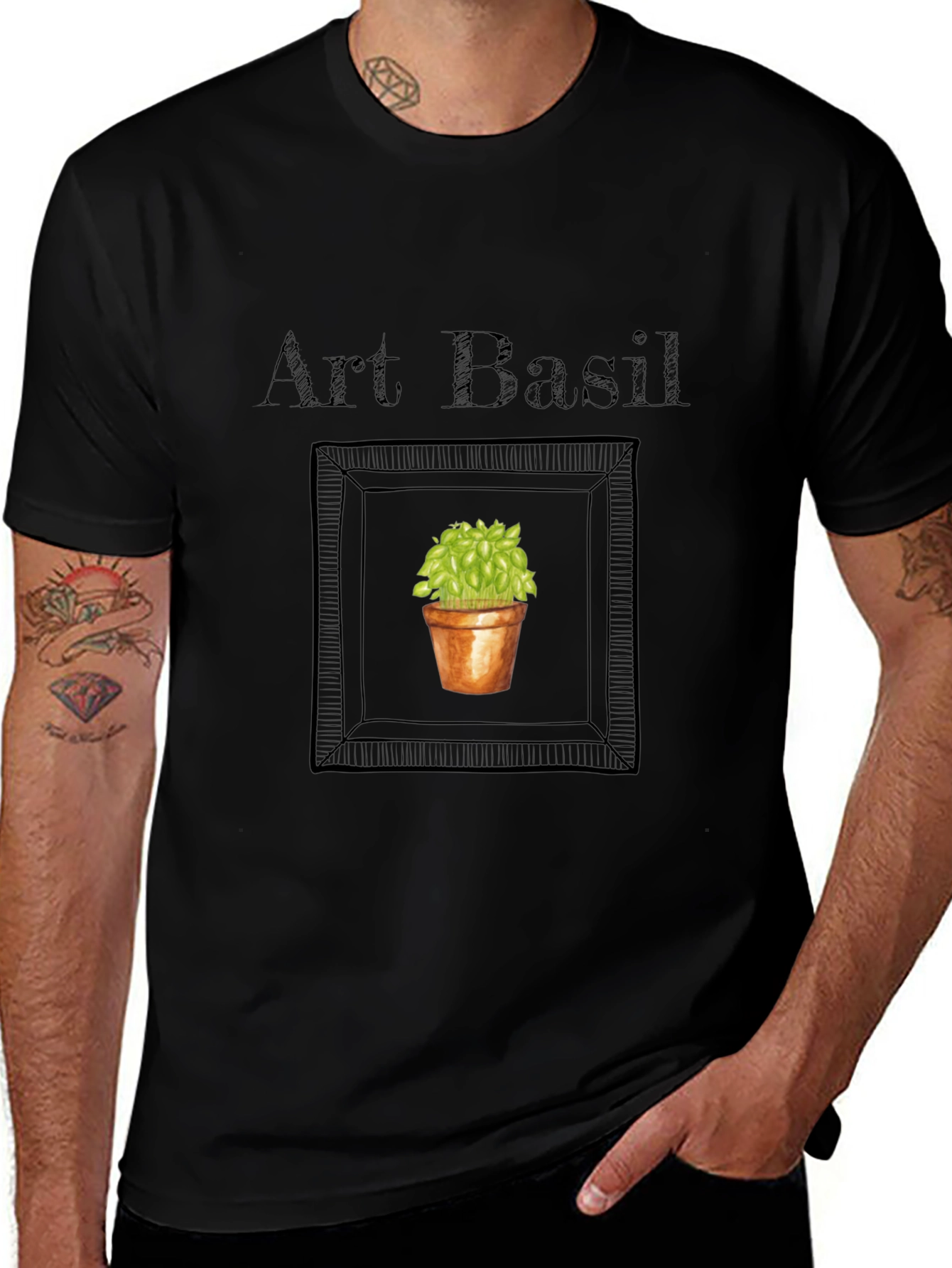 Art Basil T-Shirt - Unique Plant Graphic Tee