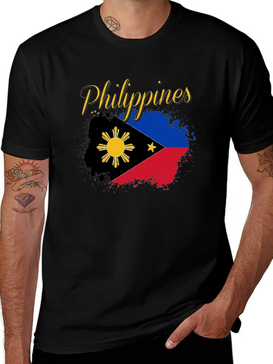 Philippines Flag Graphic Black T-Shirt