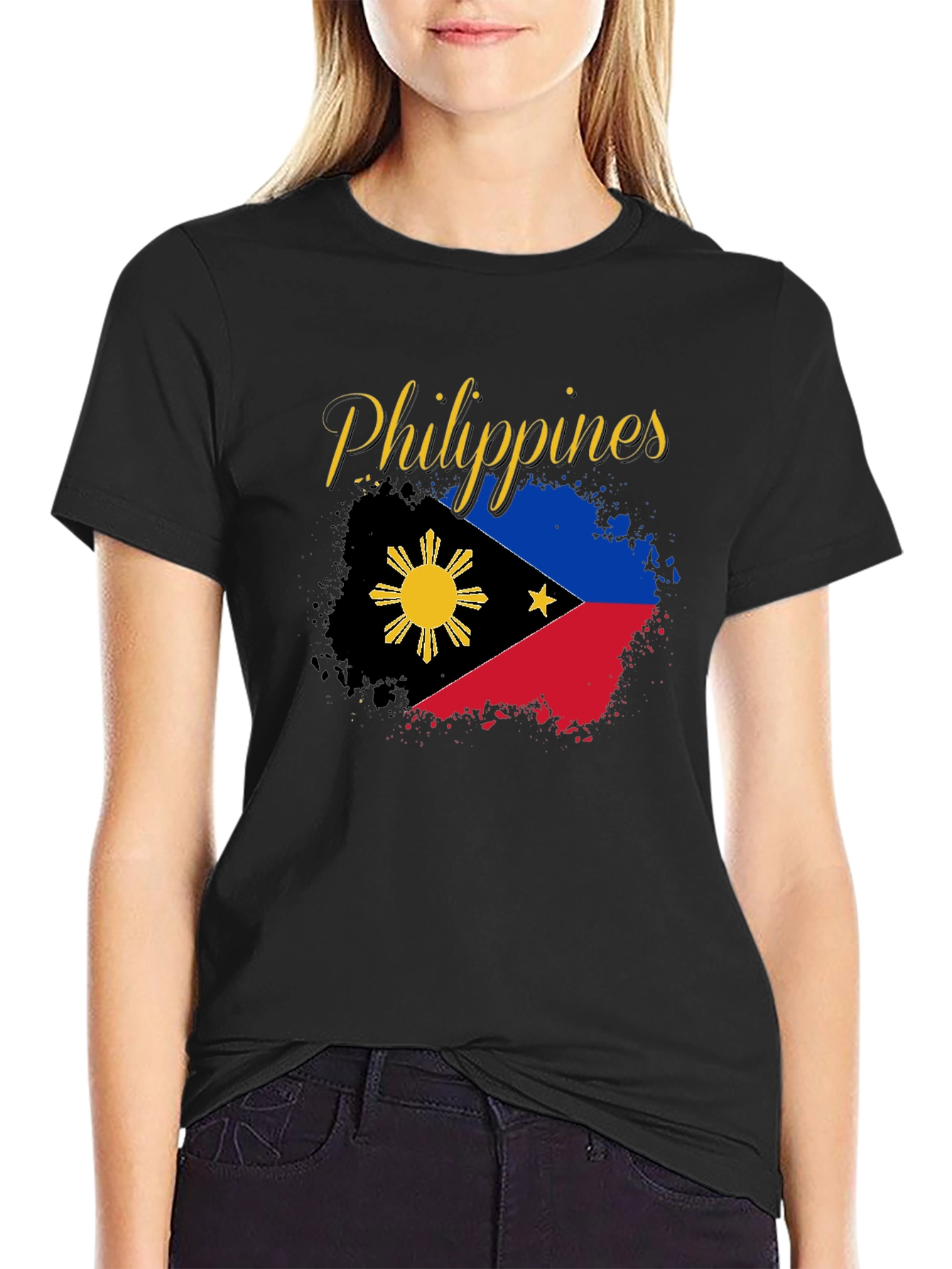 Philippines Flag Graphic Black T-Shirt