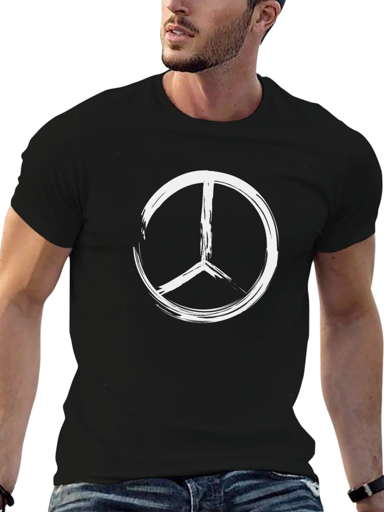 Peace Sign Graphic Tee - Brushstroke Design