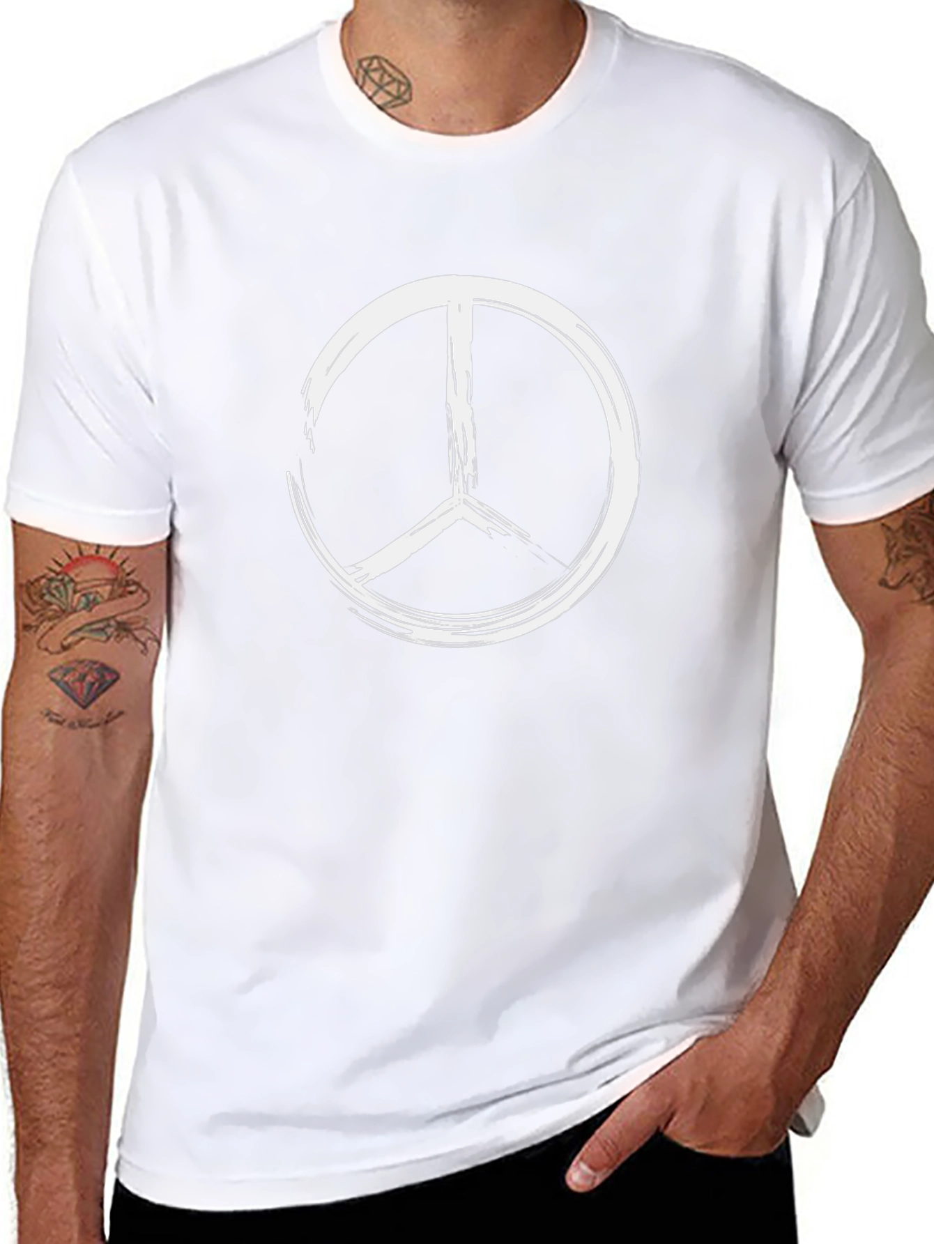 Peace Sign Graphic Tee - Brushstroke Design