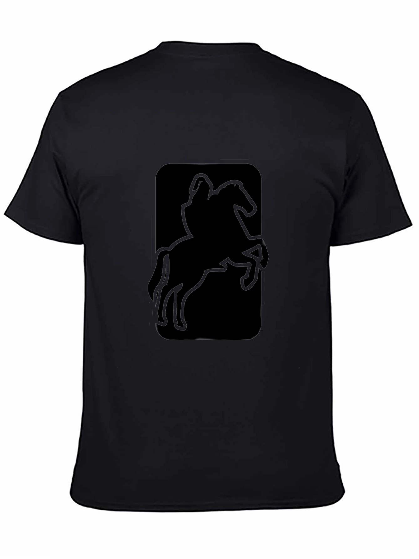 Black T-Shirt with Horse Rider Graphic