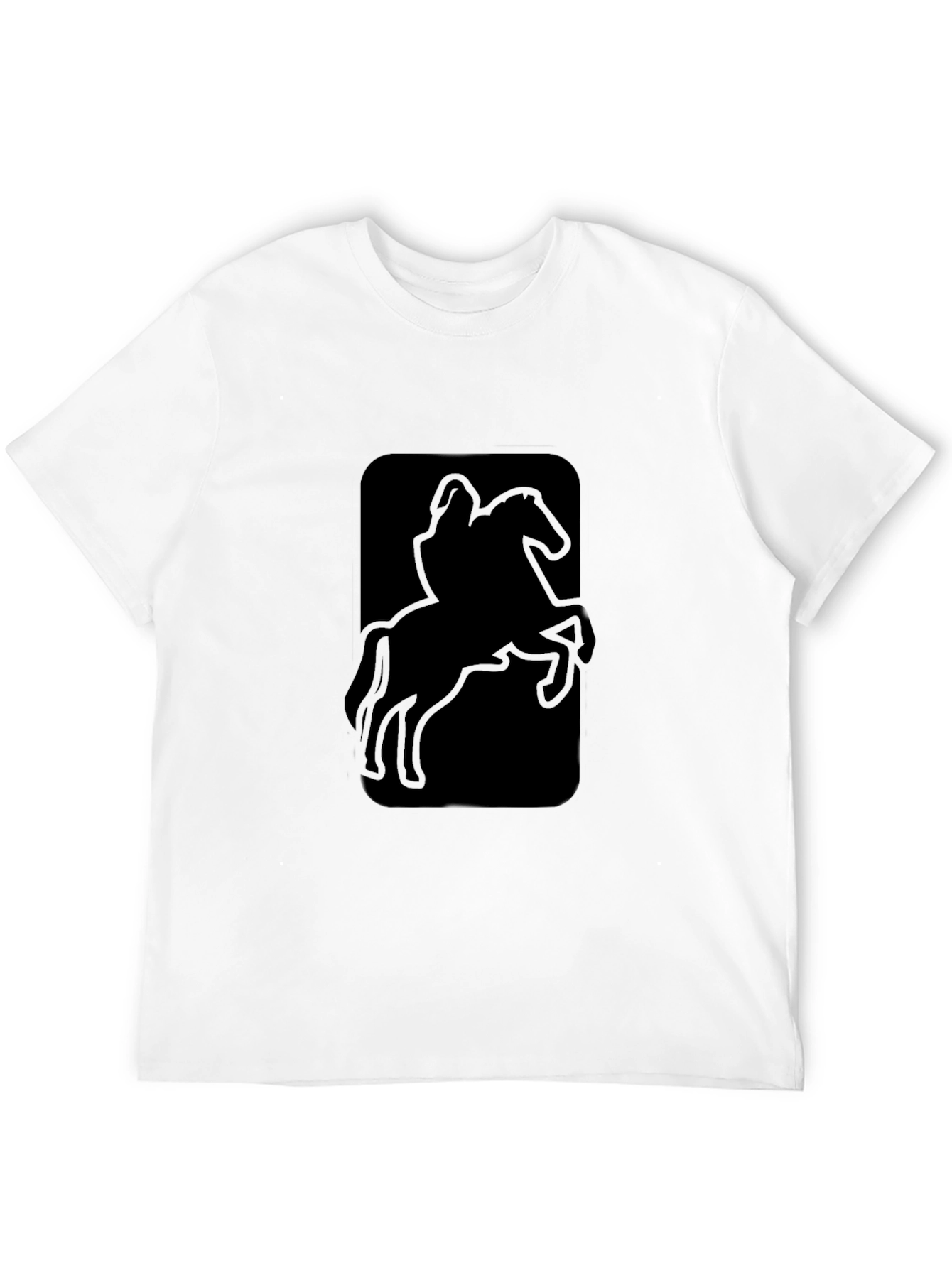 Black T-Shirt with Horse Rider Graphic