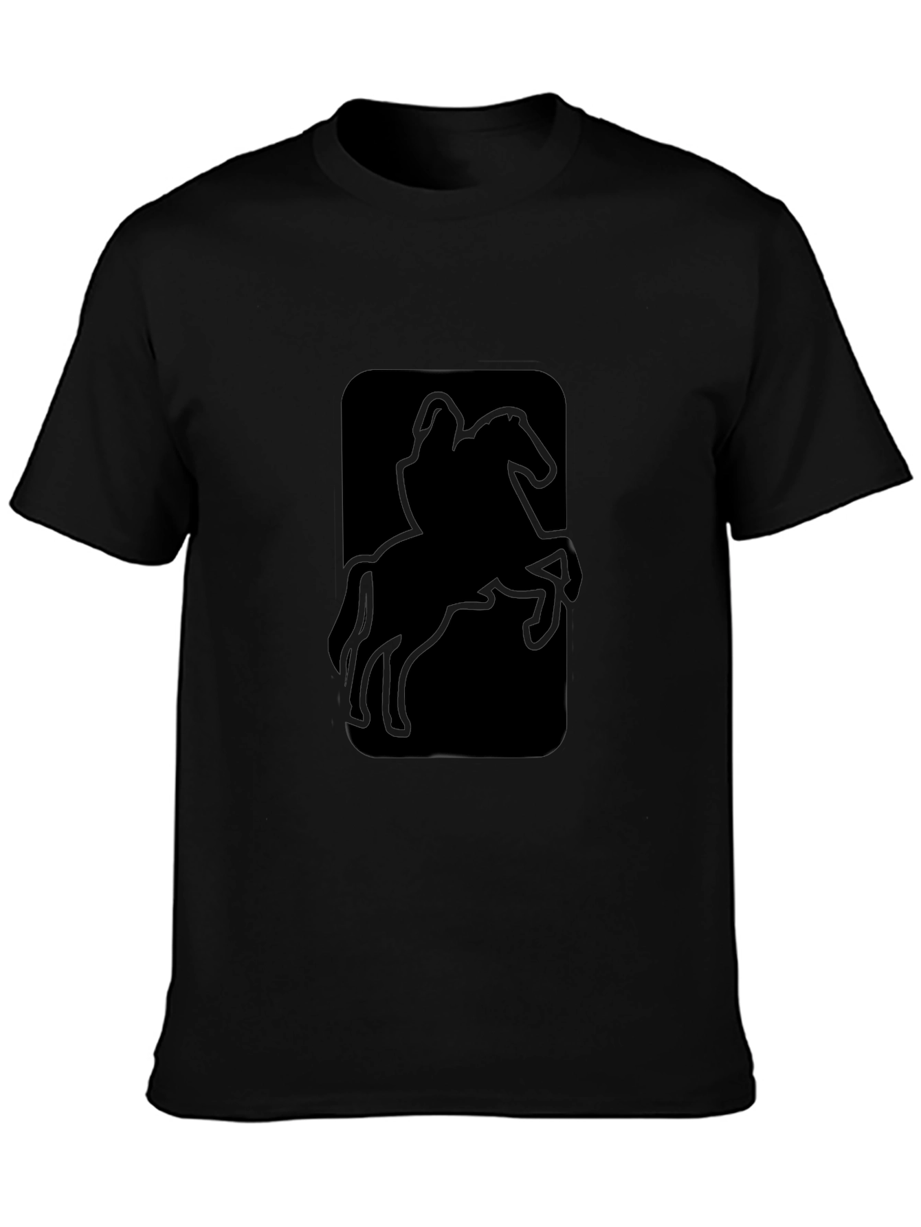 Black T-Shirt with Horse Rider Graphic