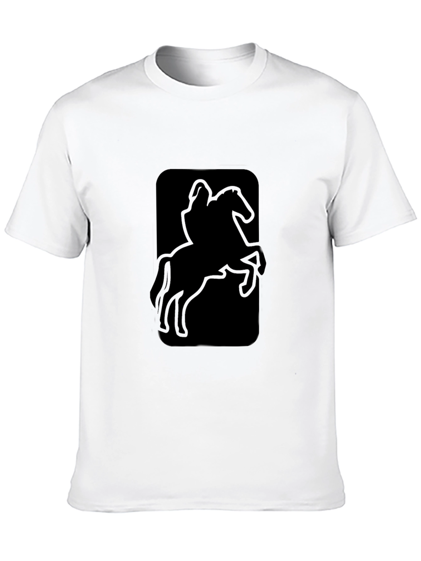 Black T-Shirt with Horse Rider Graphic