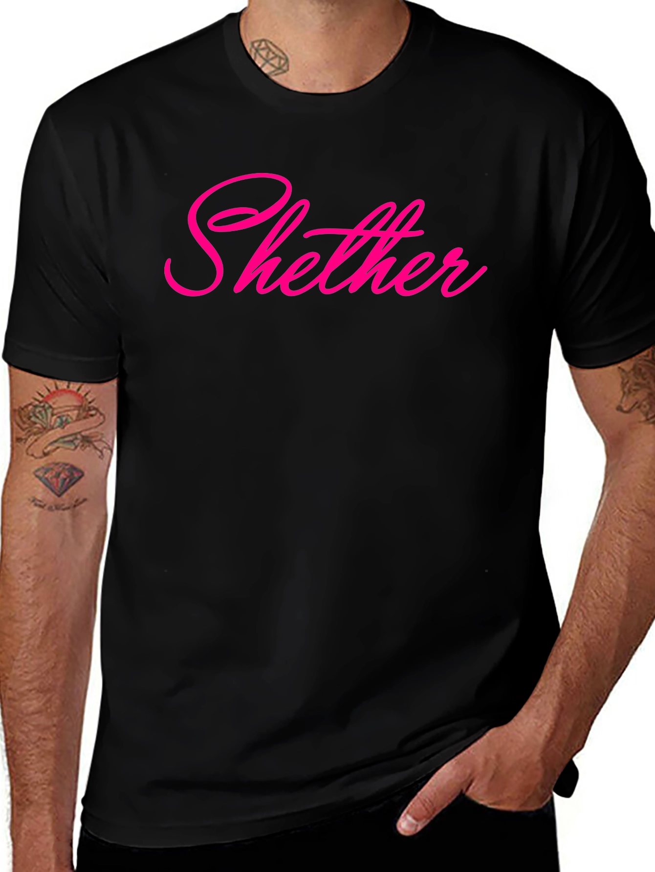 Shether Graphic Tee - Stylish Mens Black T-Shirt