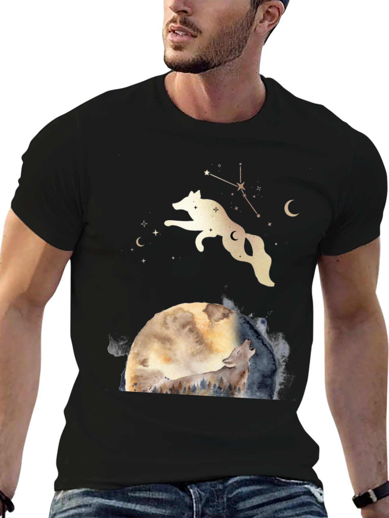 Wolf Moon Graphic Tee - Celestial T-Shirt