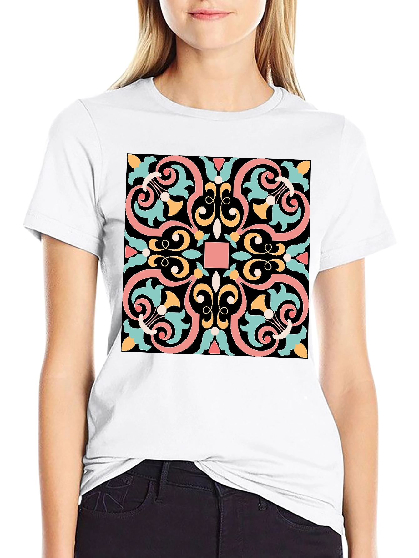 Geometric Pattern Black T-Shirt