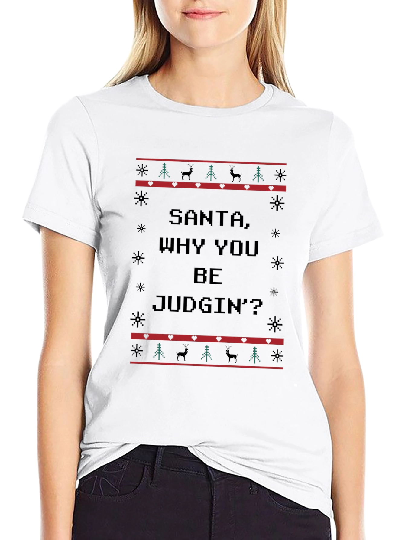 Santa Why You Be Judgin Ugly Christmas T-Shirt