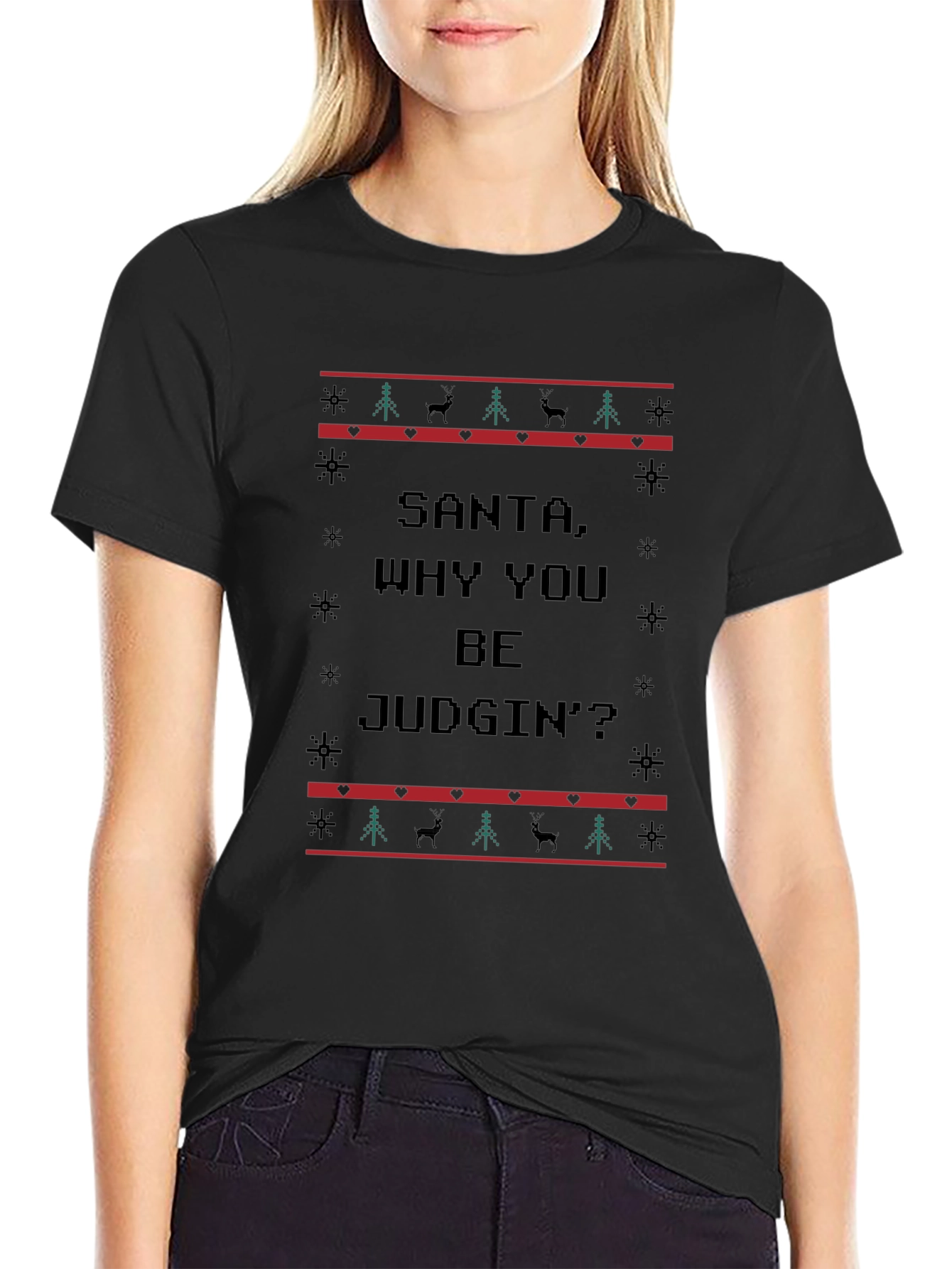 Santa Why You Be Judgin Ugly Christmas T-Shirt