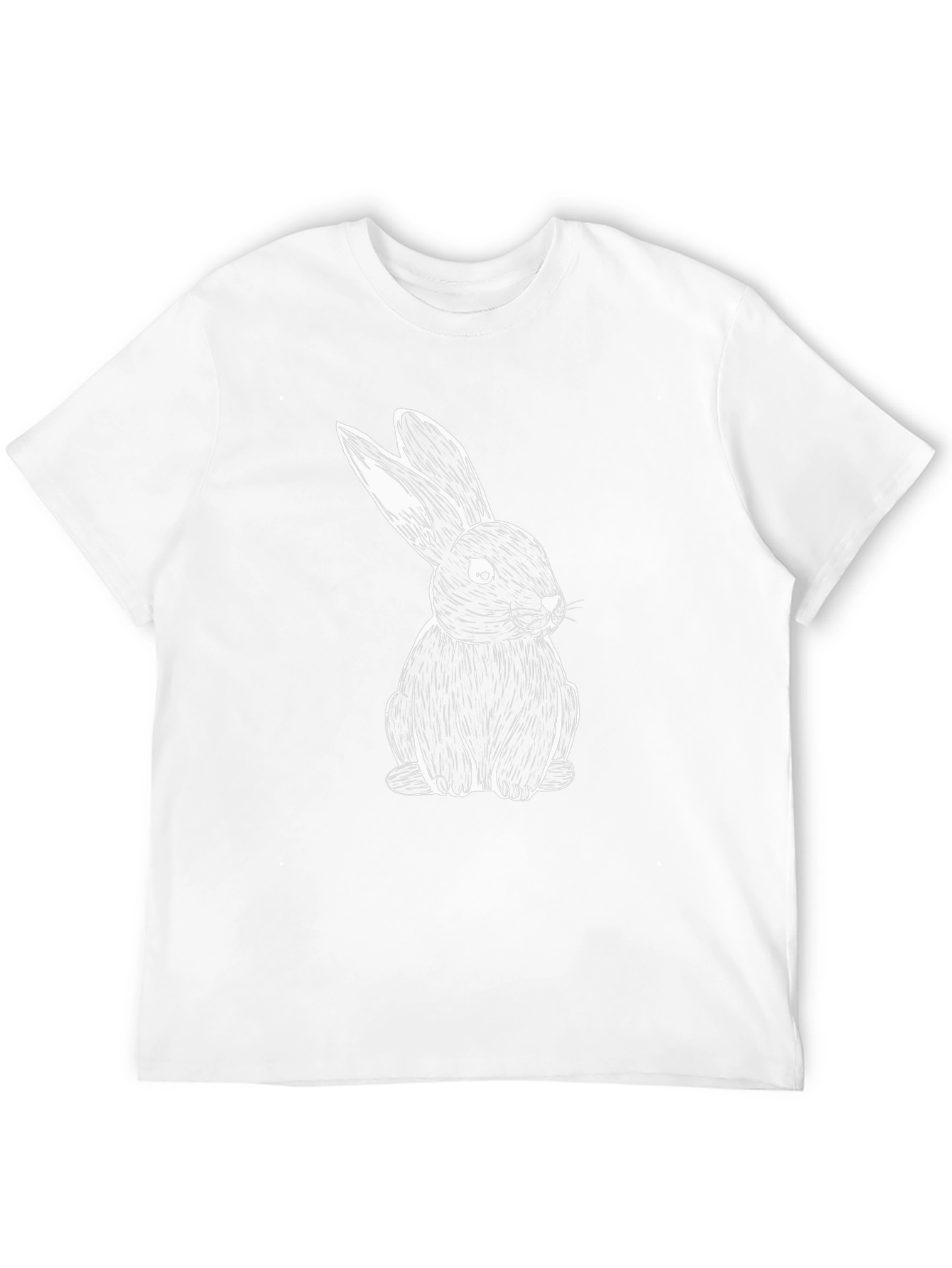 Black T-Shirt with White Rabbit Print