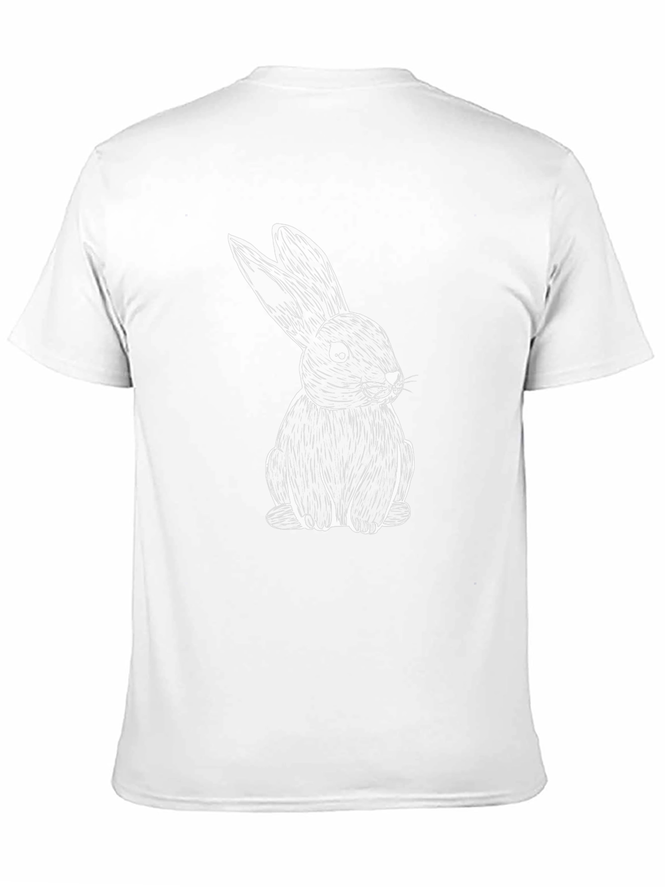Black T-Shirt with White Rabbit Print