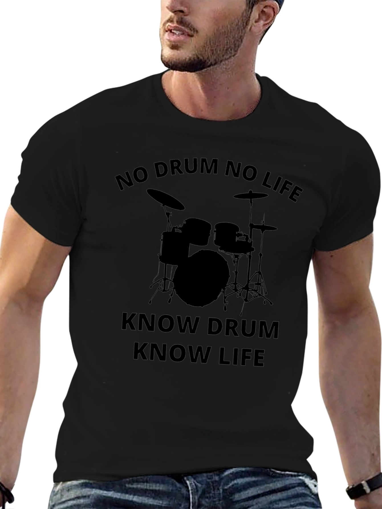 No Drum No Life Graphic Tee - Black