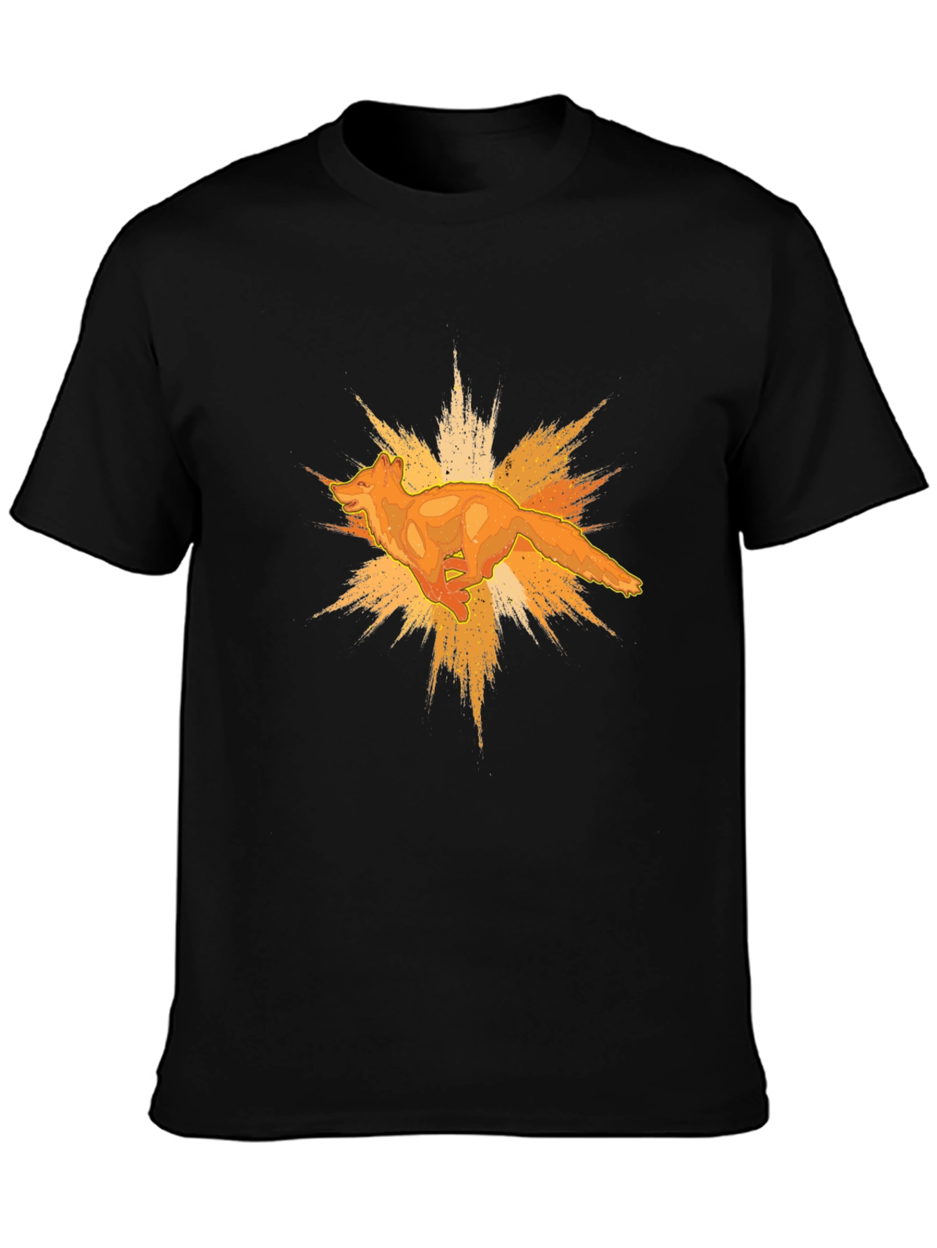 Dynamic Fox Graphic Black T-Shirt