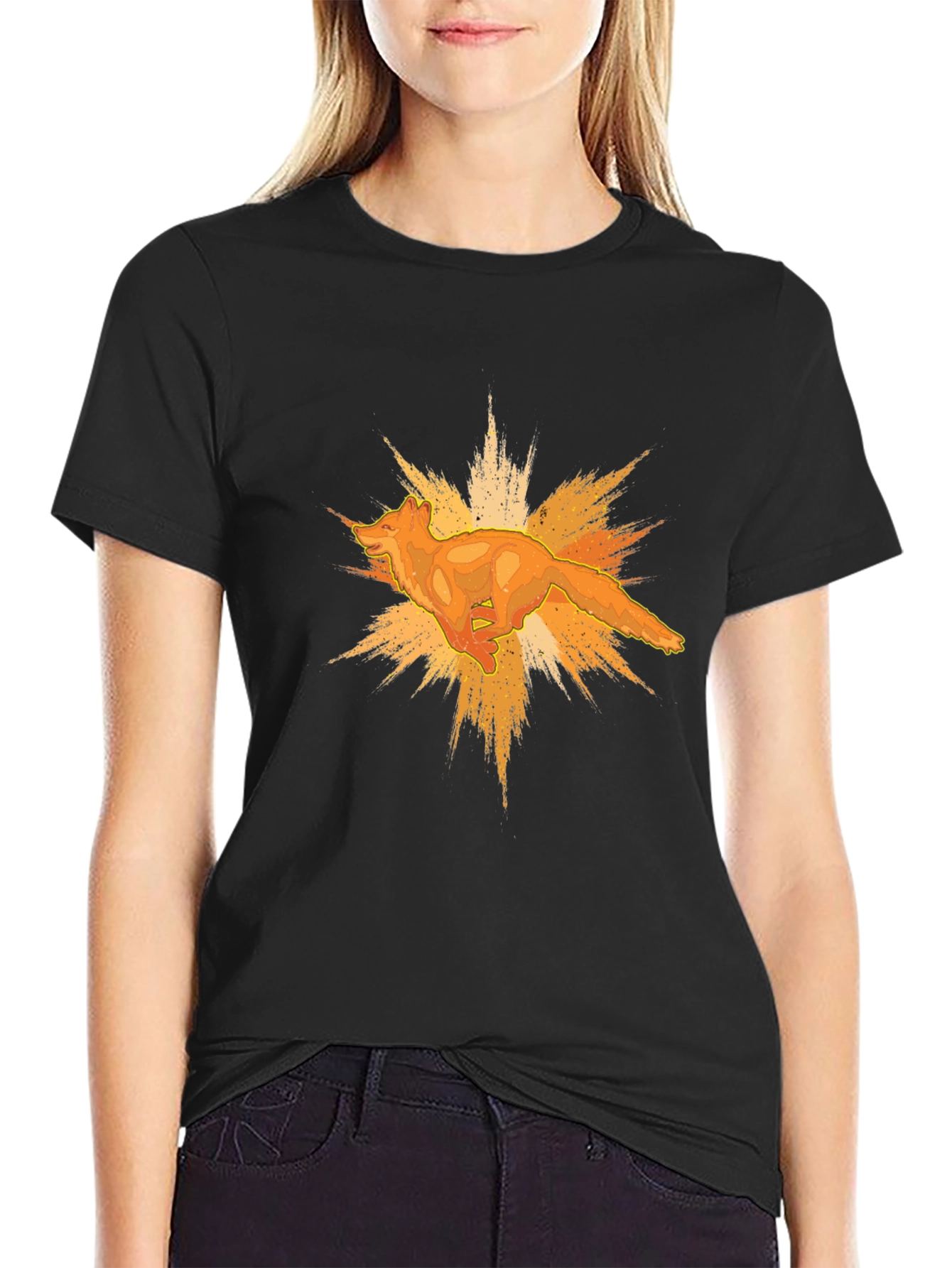 Dynamic Fox Graphic Black T-Shirt