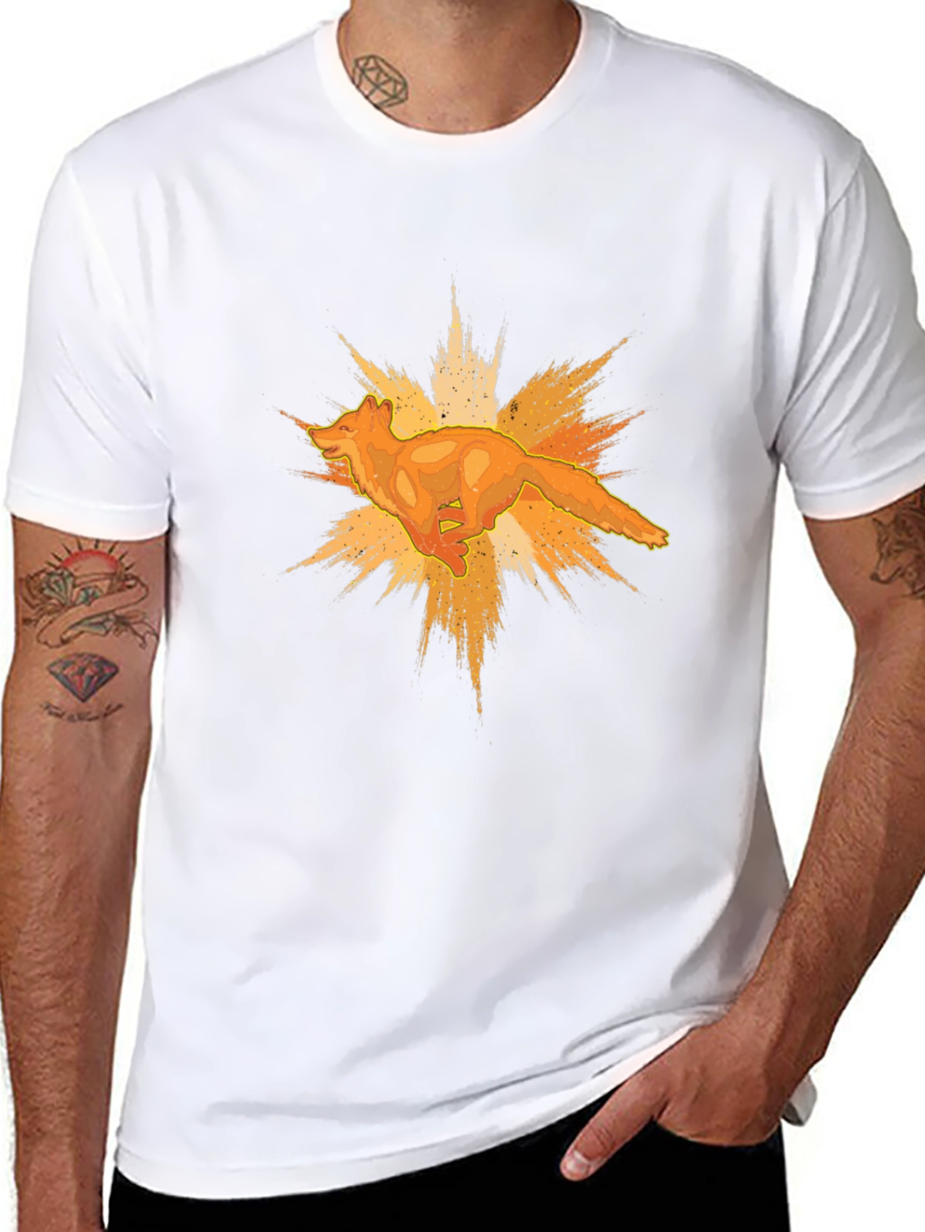 Dynamic Fox Graphic Black T-Shirt