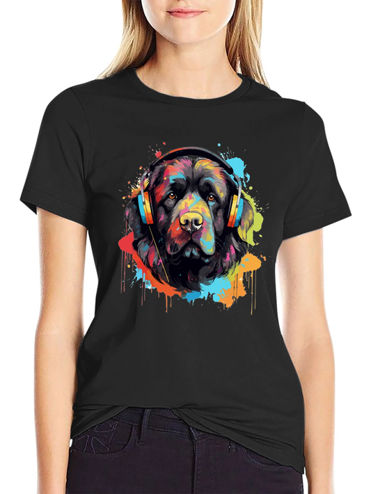 Dog with Headphones Graphic T-Shirt