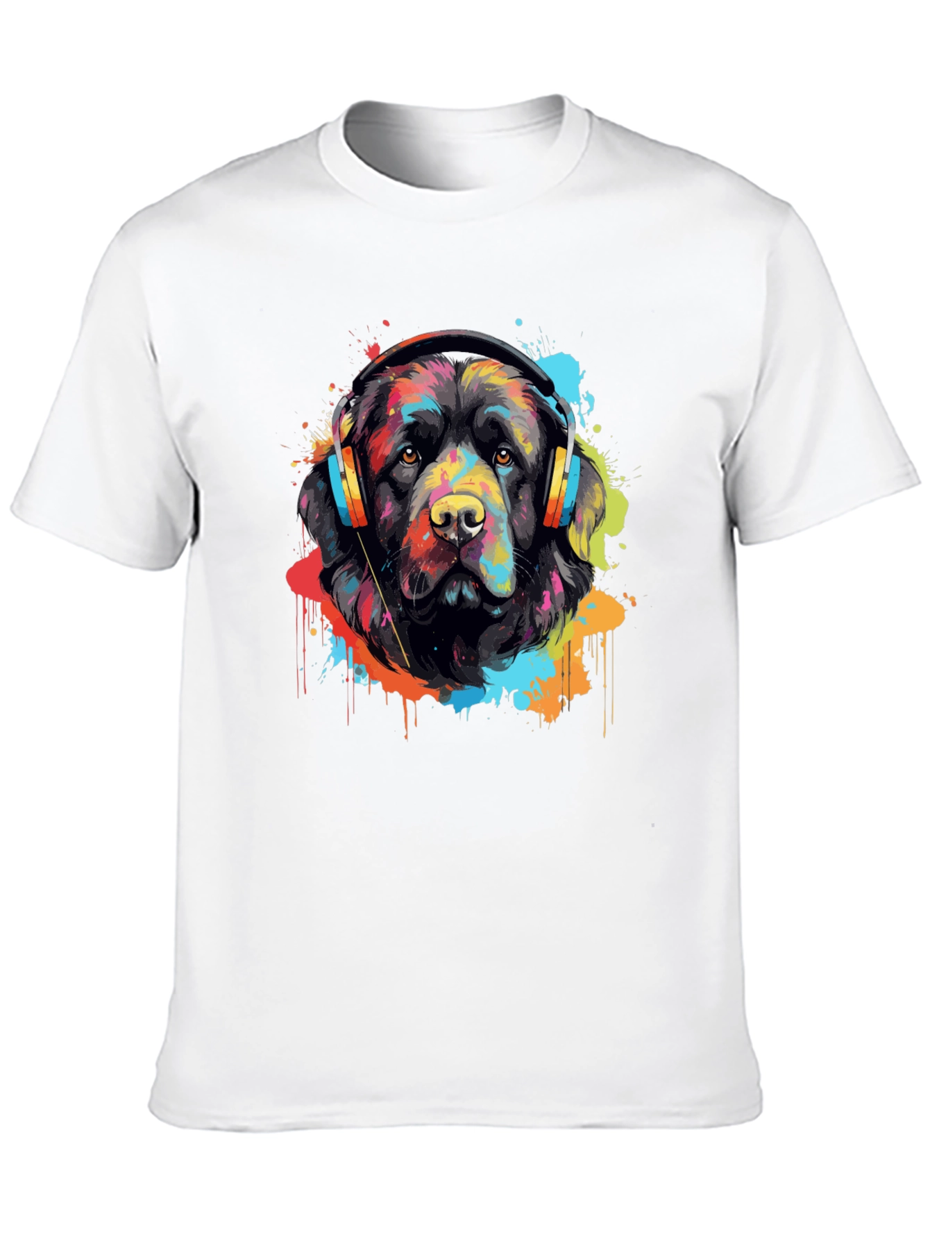 Dog with Headphones Graphic T-Shirt