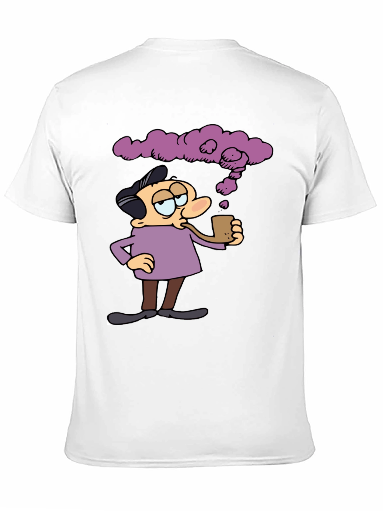 Cartoon Man Smoking Pipe Graphic T-Shirt