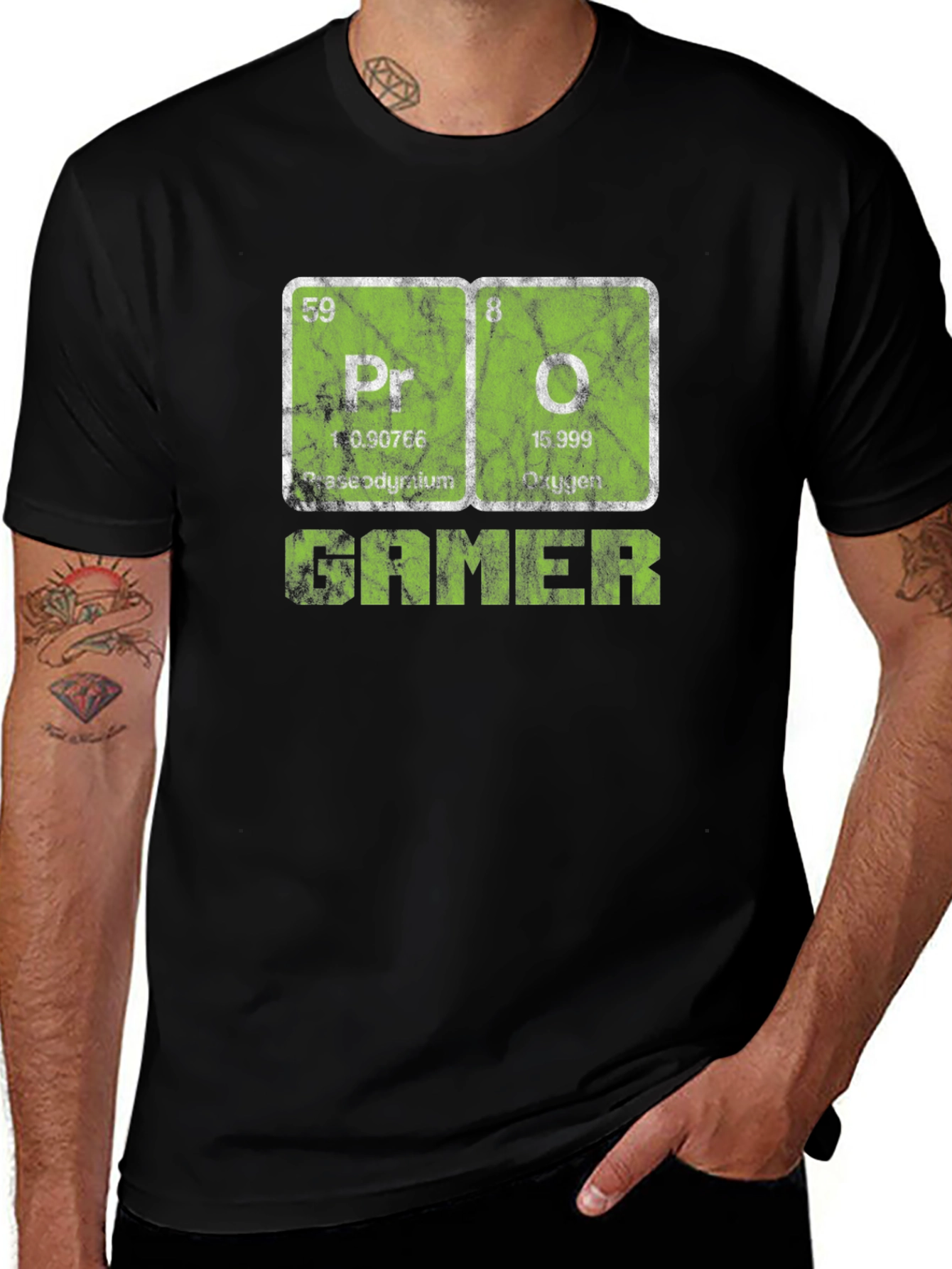 Periodic Table Gamer Black T-Shirt