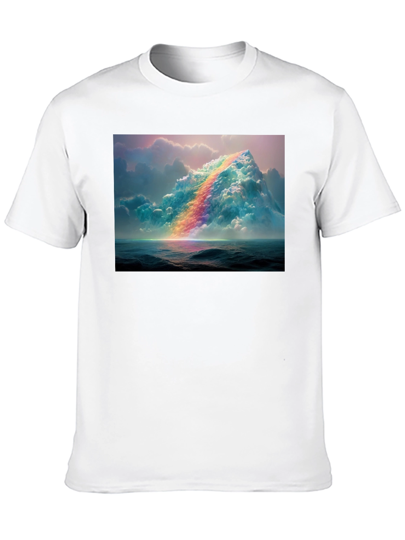 Rainbow Cloudscape Graphic Tee - Artistic Print T-Shirt