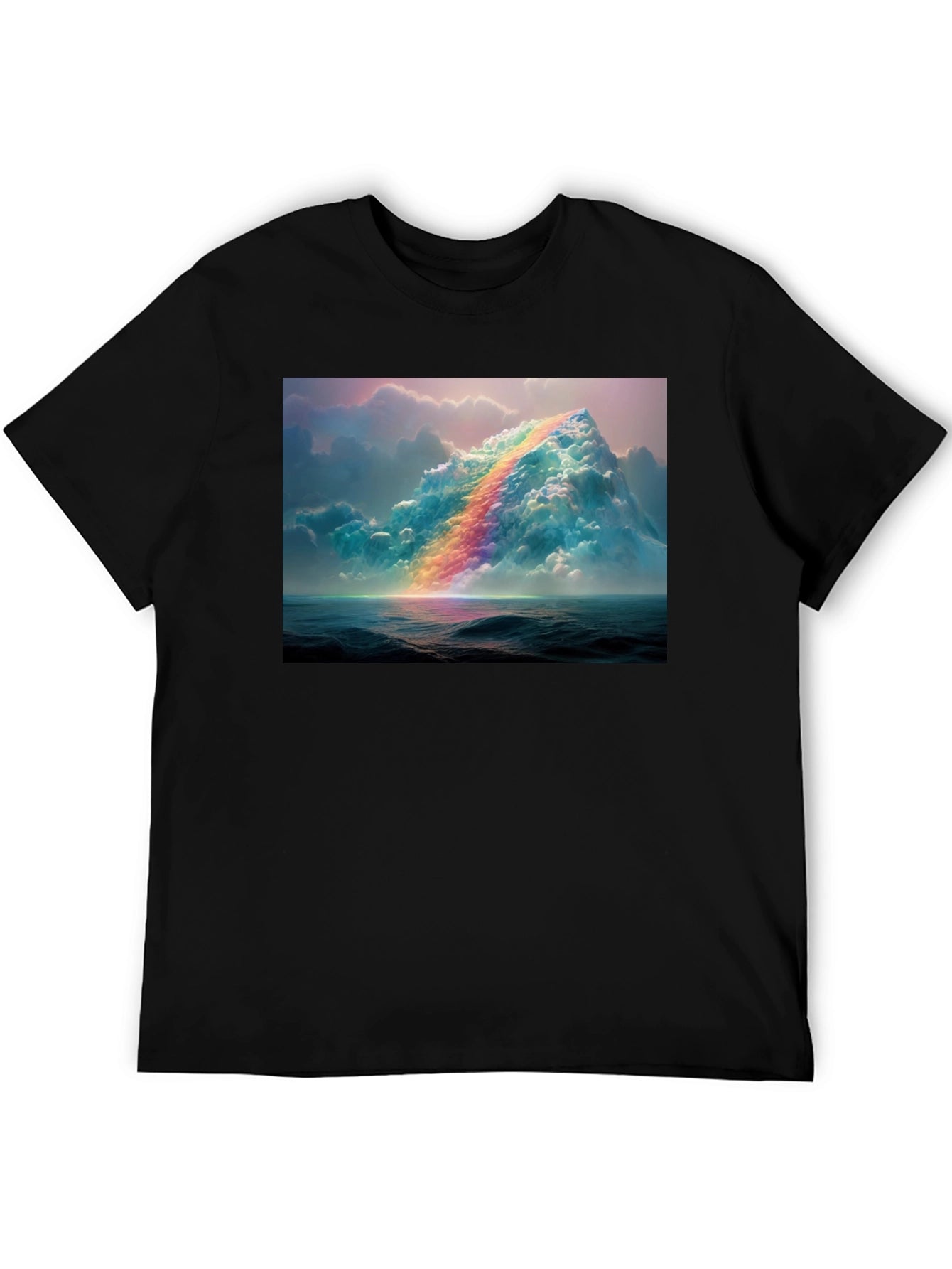 Rainbow Cloudscape Graphic Tee - Artistic Print T-Shirt