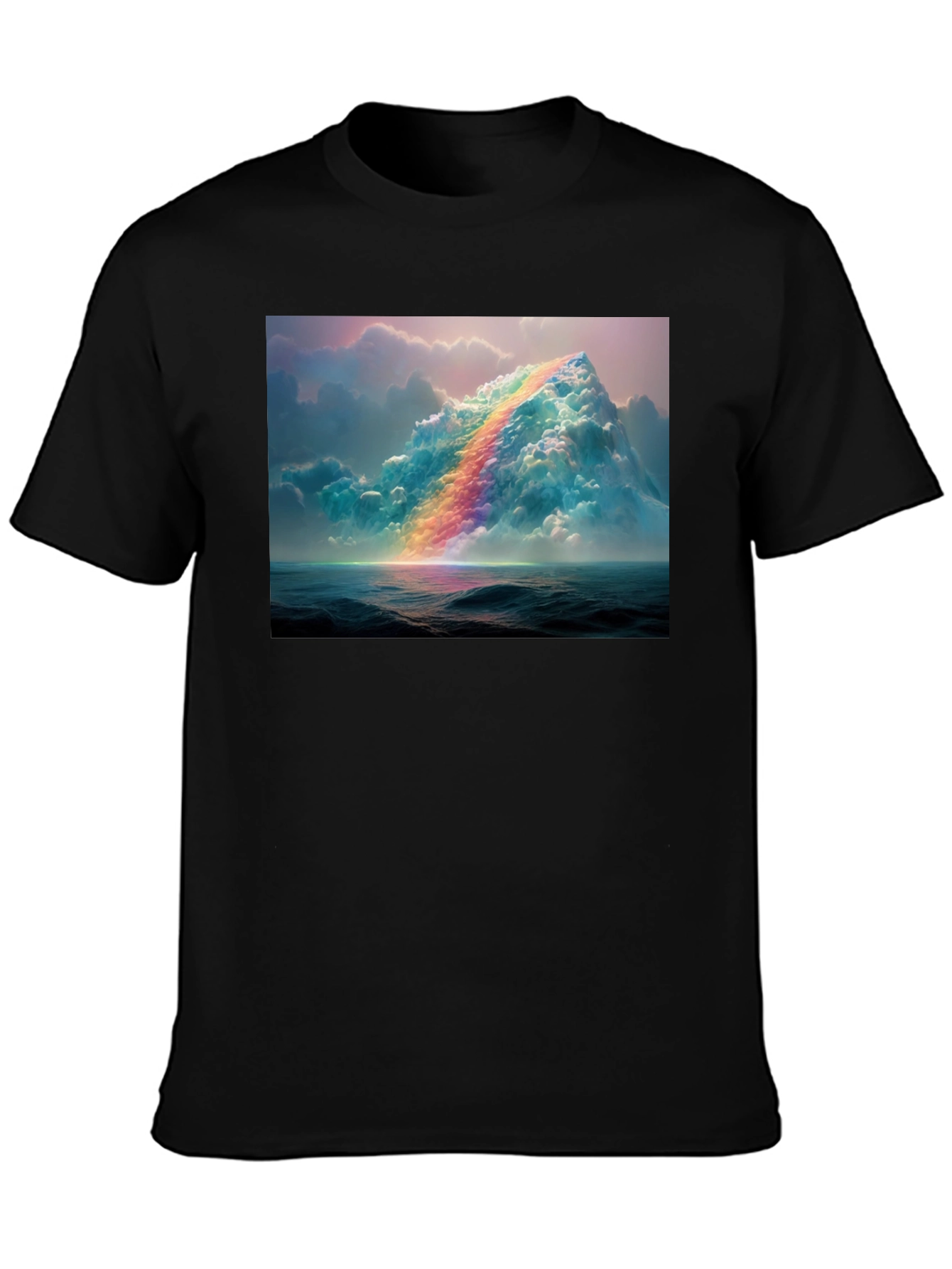 Rainbow Cloudscape Graphic Tee - Artistic Print T-Shirt
