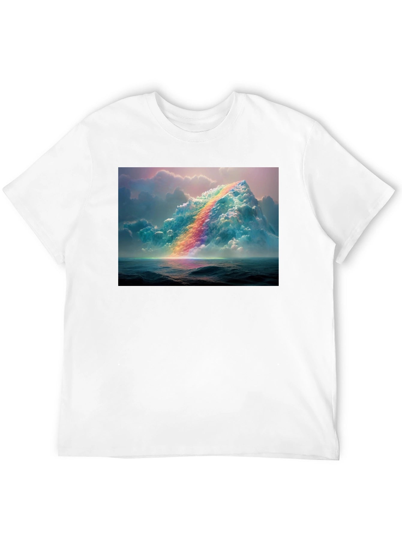 Rainbow Cloudscape Graphic Tee - Artistic Print T-Shirt