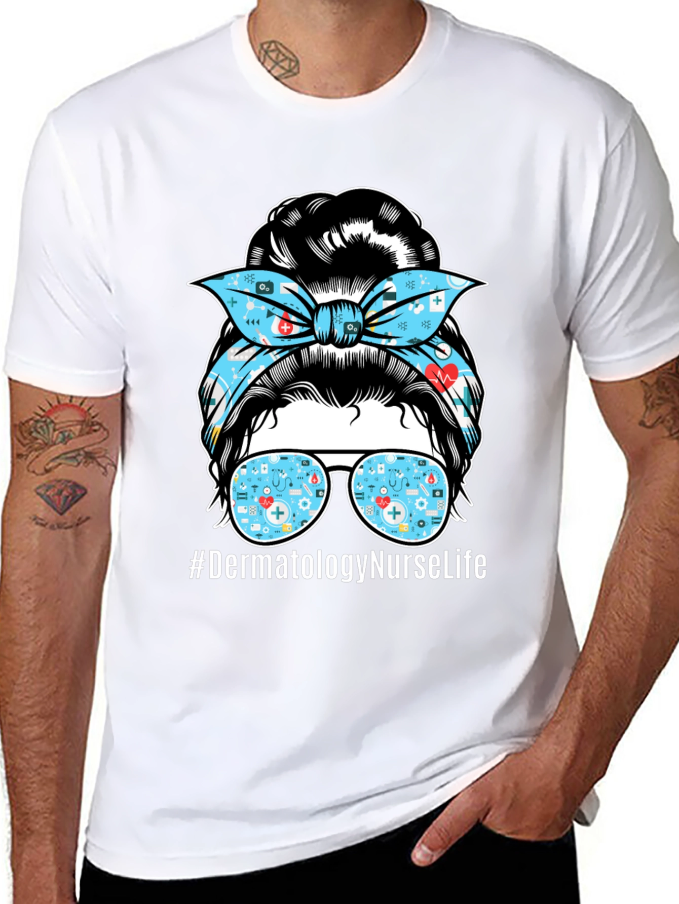 Dermatology Nurse Life T-Shirt - Messy Bun Graphic Tee