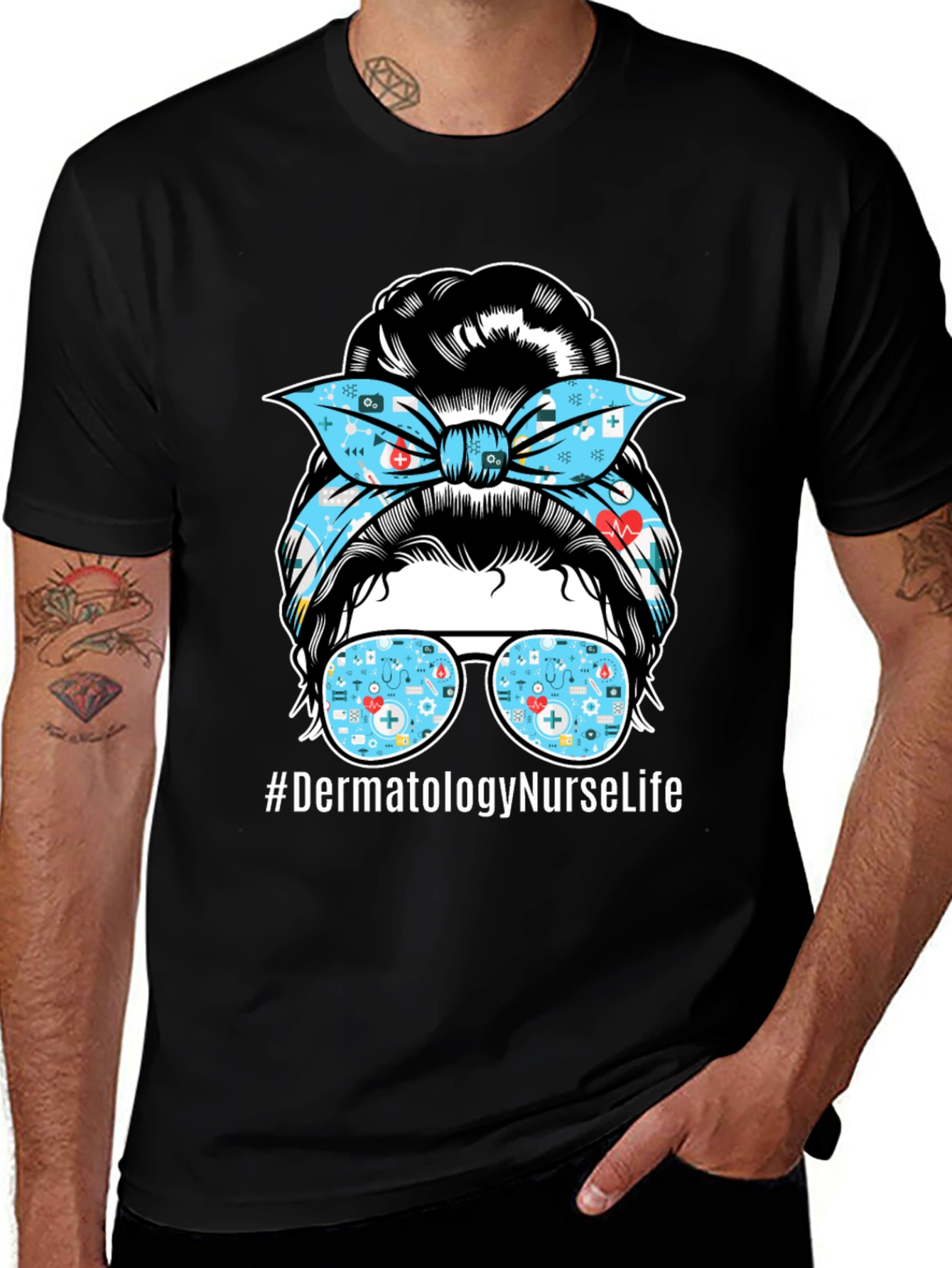 Dermatology Nurse Life T-Shirt - Messy Bun Graphic Tee