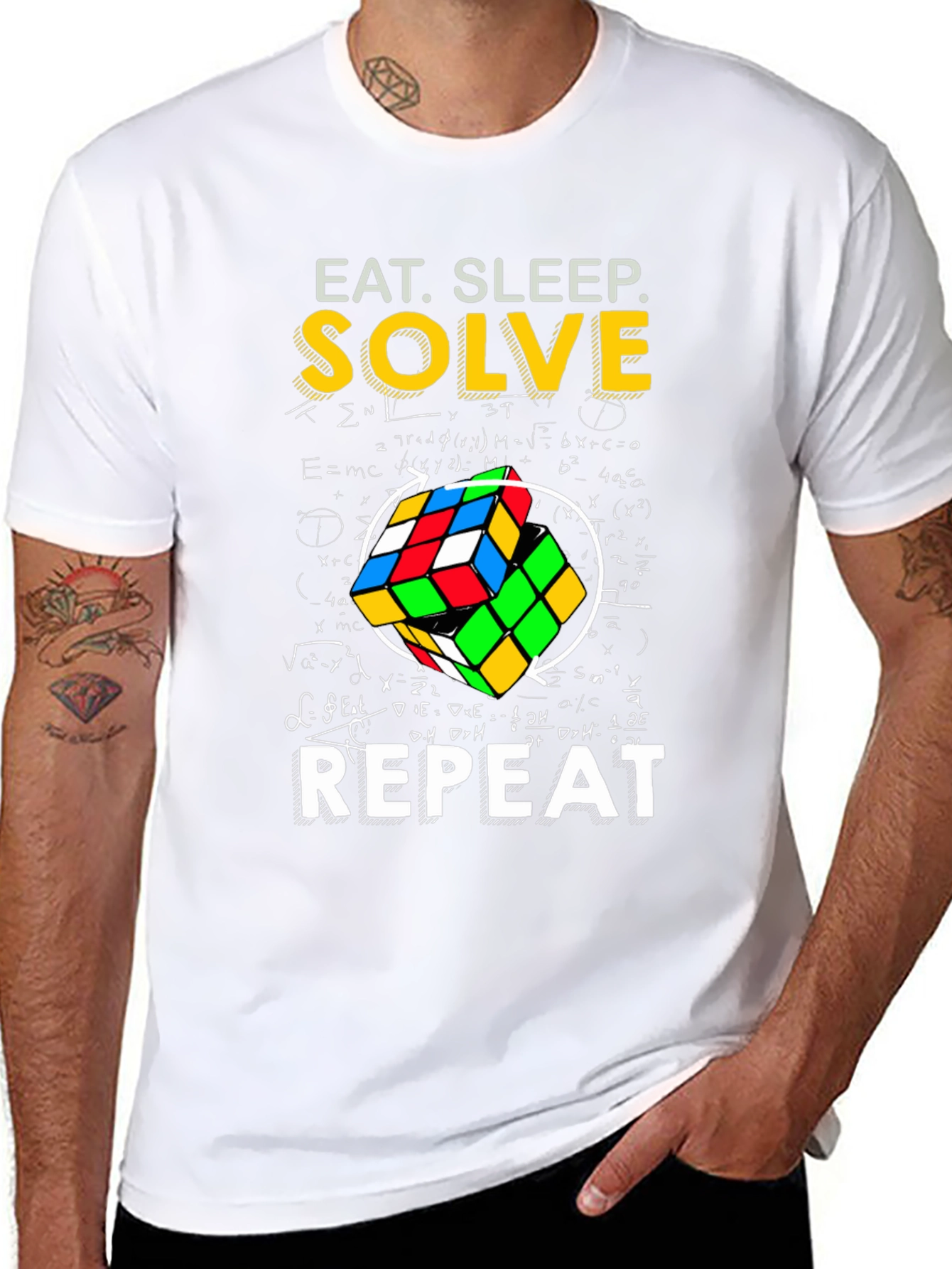 Eat Sleep Solve Repeat T-Shirt - Rubiks Cube Design