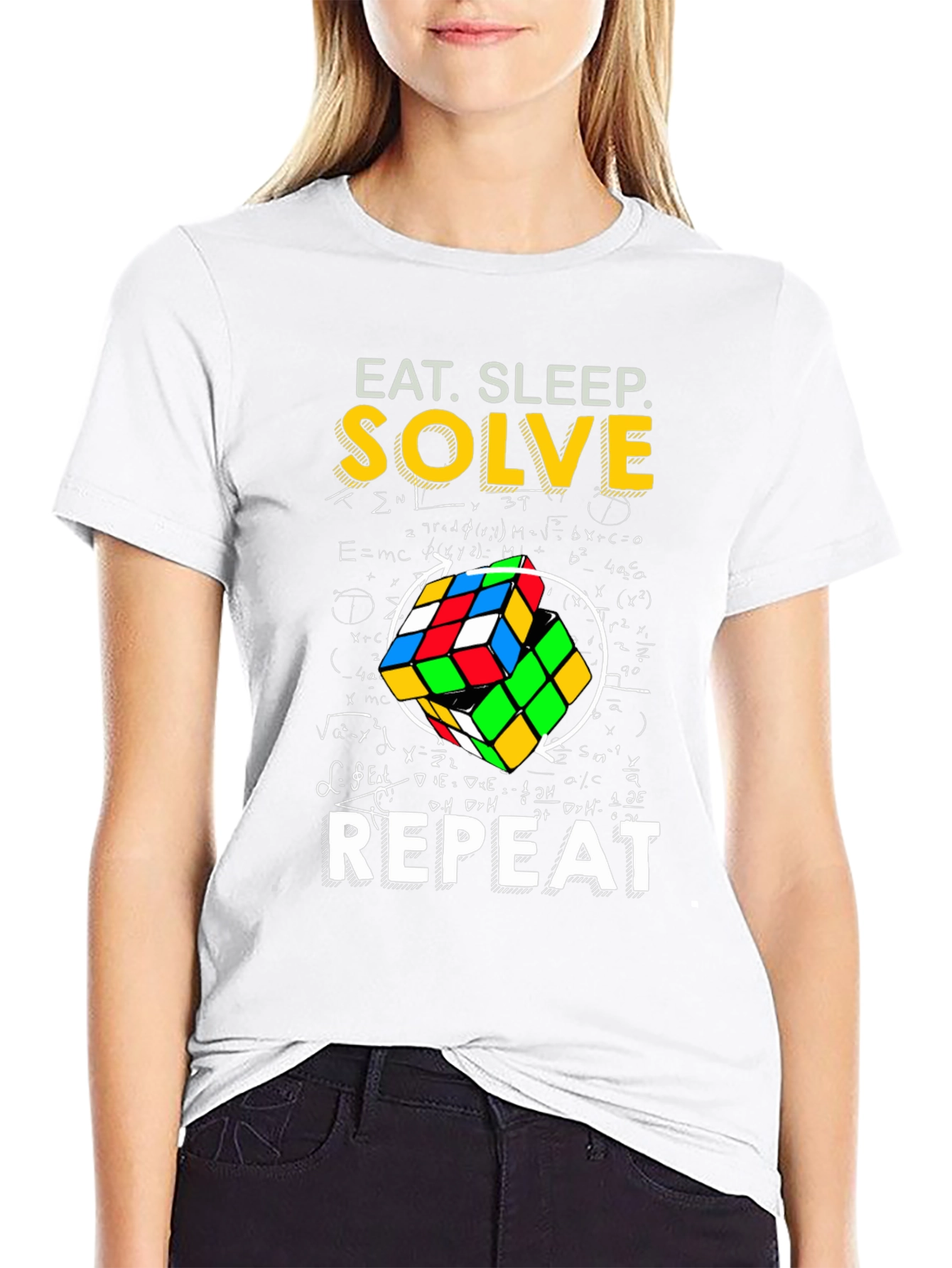 Eat Sleep Solve Repeat T-Shirt - Rubiks Cube Design