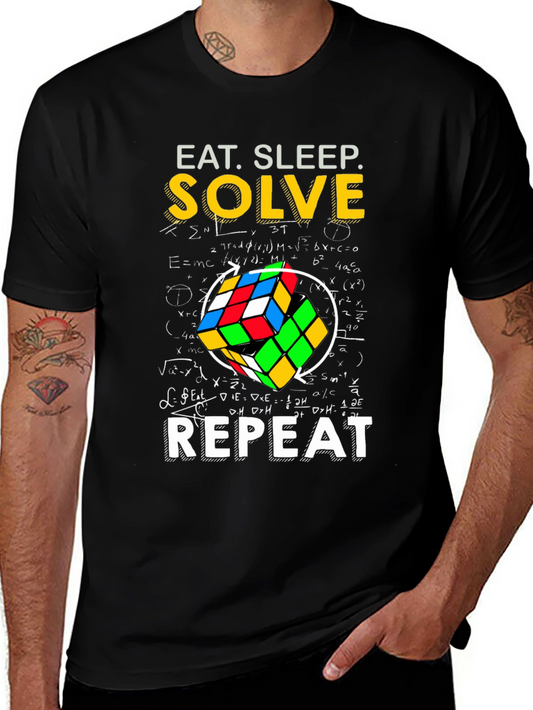 Eat Sleep Solve Repeat T-Shirt - Rubiks Cube Design