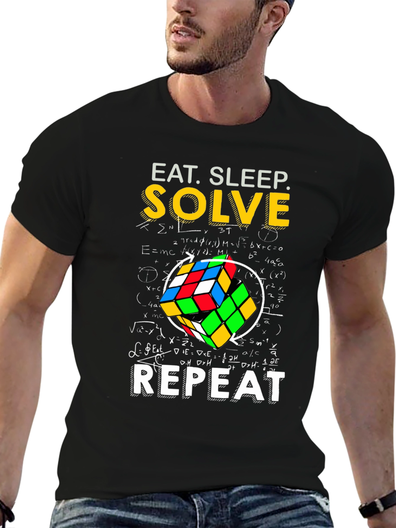 Eat Sleep Solve Repeat T-Shirt - Rubiks Cube Design