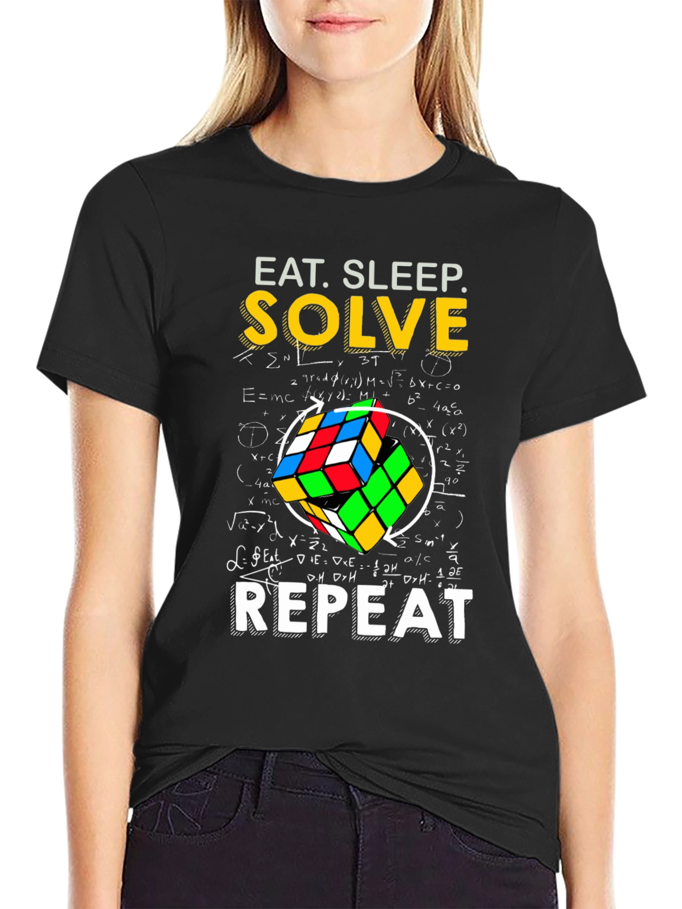 Eat Sleep Solve Repeat T-Shirt - Rubiks Cube Design