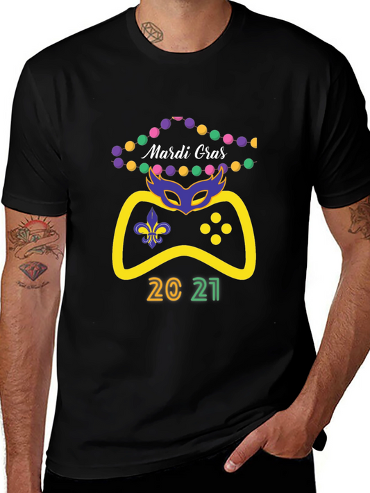 Mardi Gras Gamer 2021 Black T-Shirt