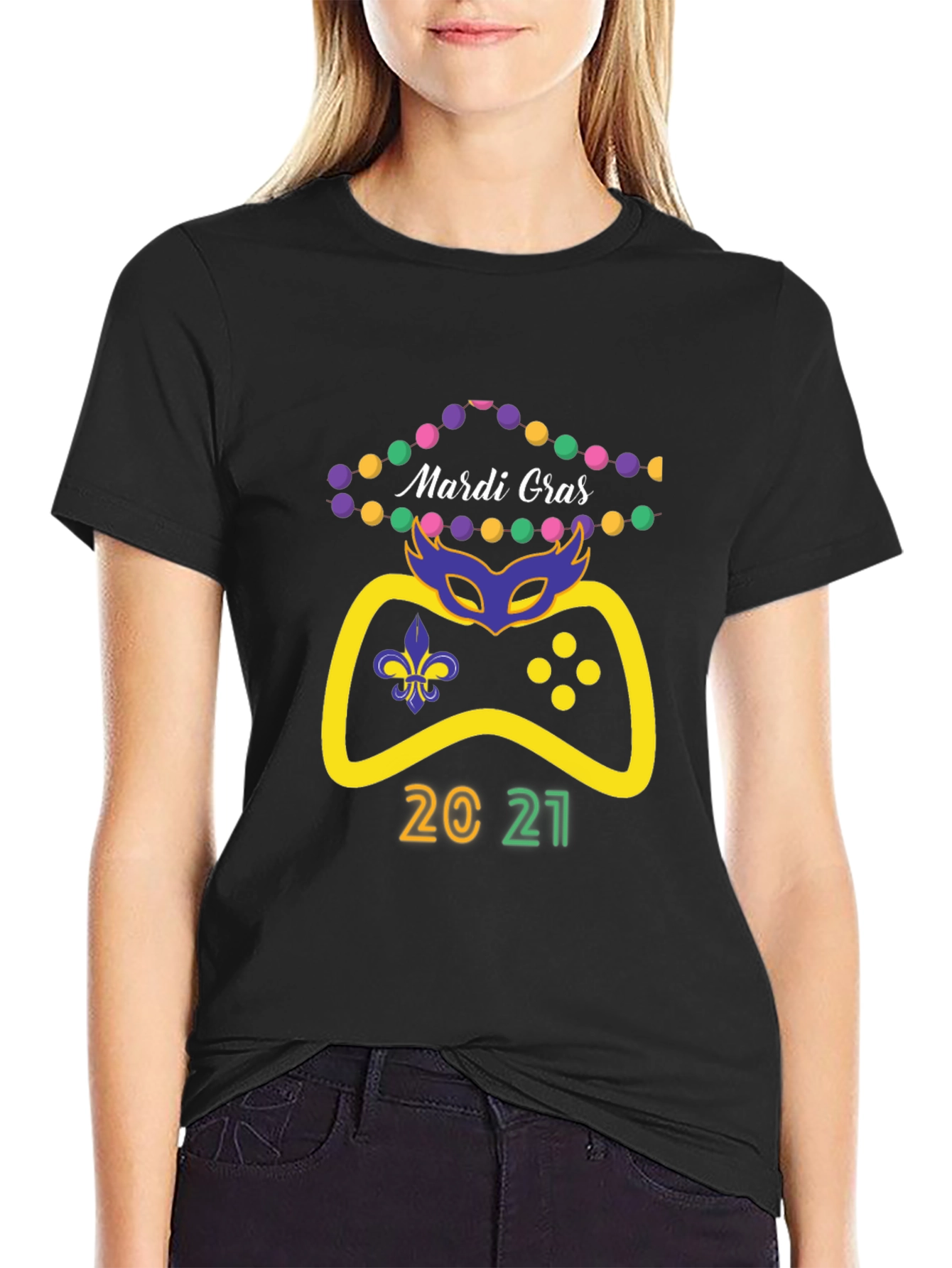 Mardi Gras Gamer 2021 Black T-Shirt