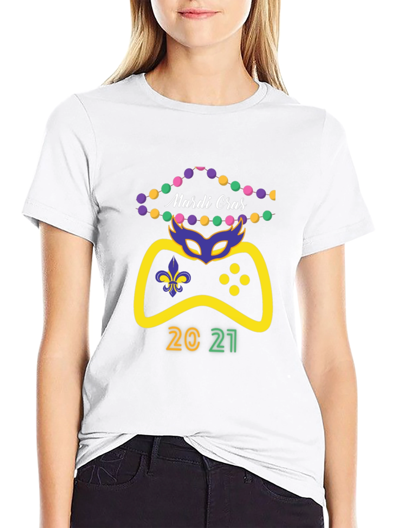 Mardi Gras Gamer 2021 Black T-Shirt