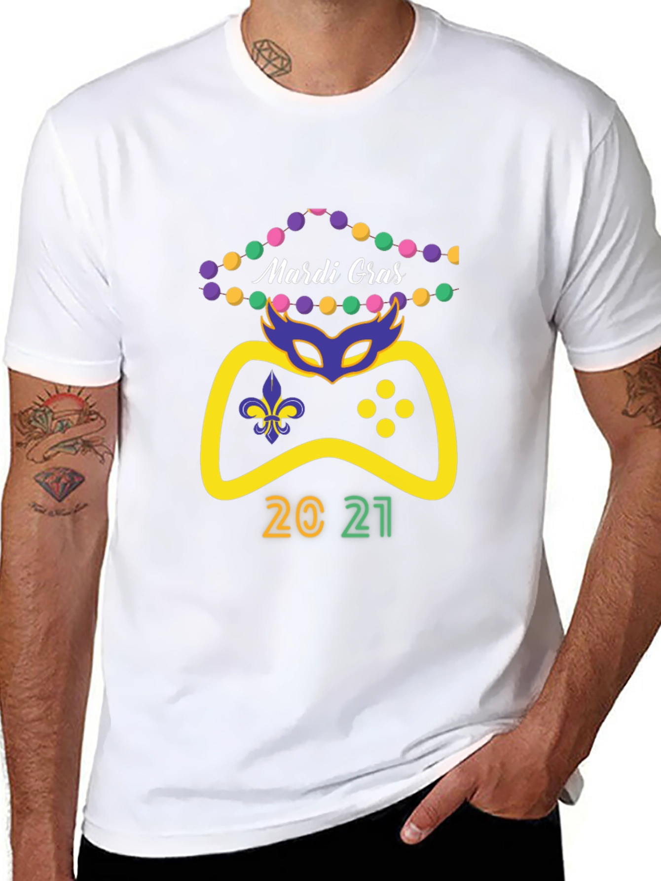 Mardi Gras Gamer 2021 Black T-Shirt