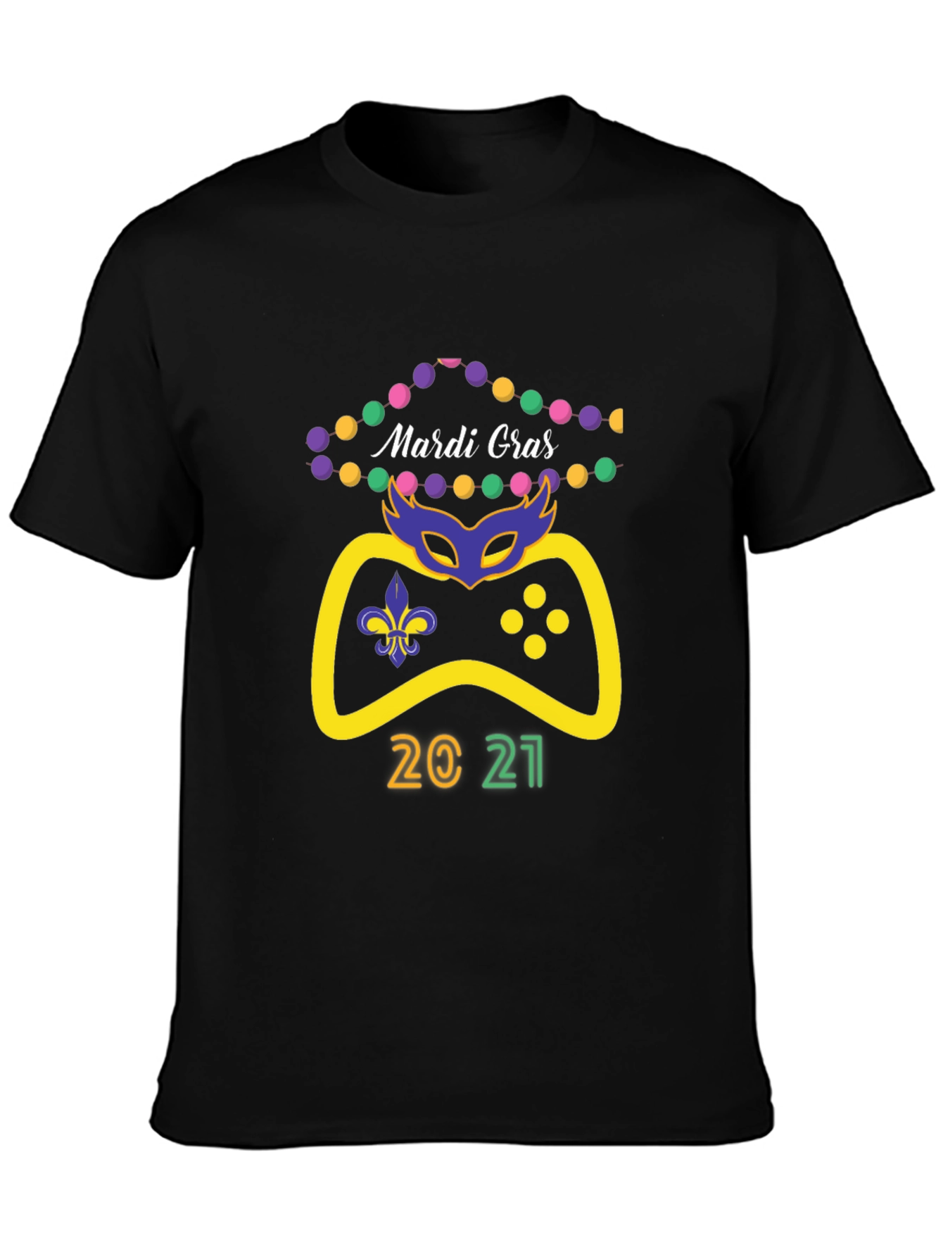 Mardi Gras Gamer 2021 Black T-Shirt
